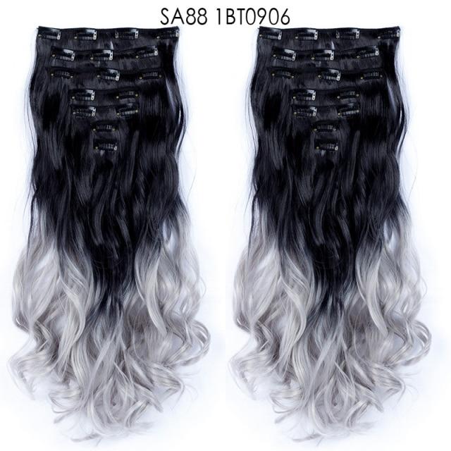 Clip on Hair Extensions 6pc Set - Human Hair Clip Ins for Volume & Length - Easy to Use & Reusable - Perfect for Parties, Weddings & Everyday Styling