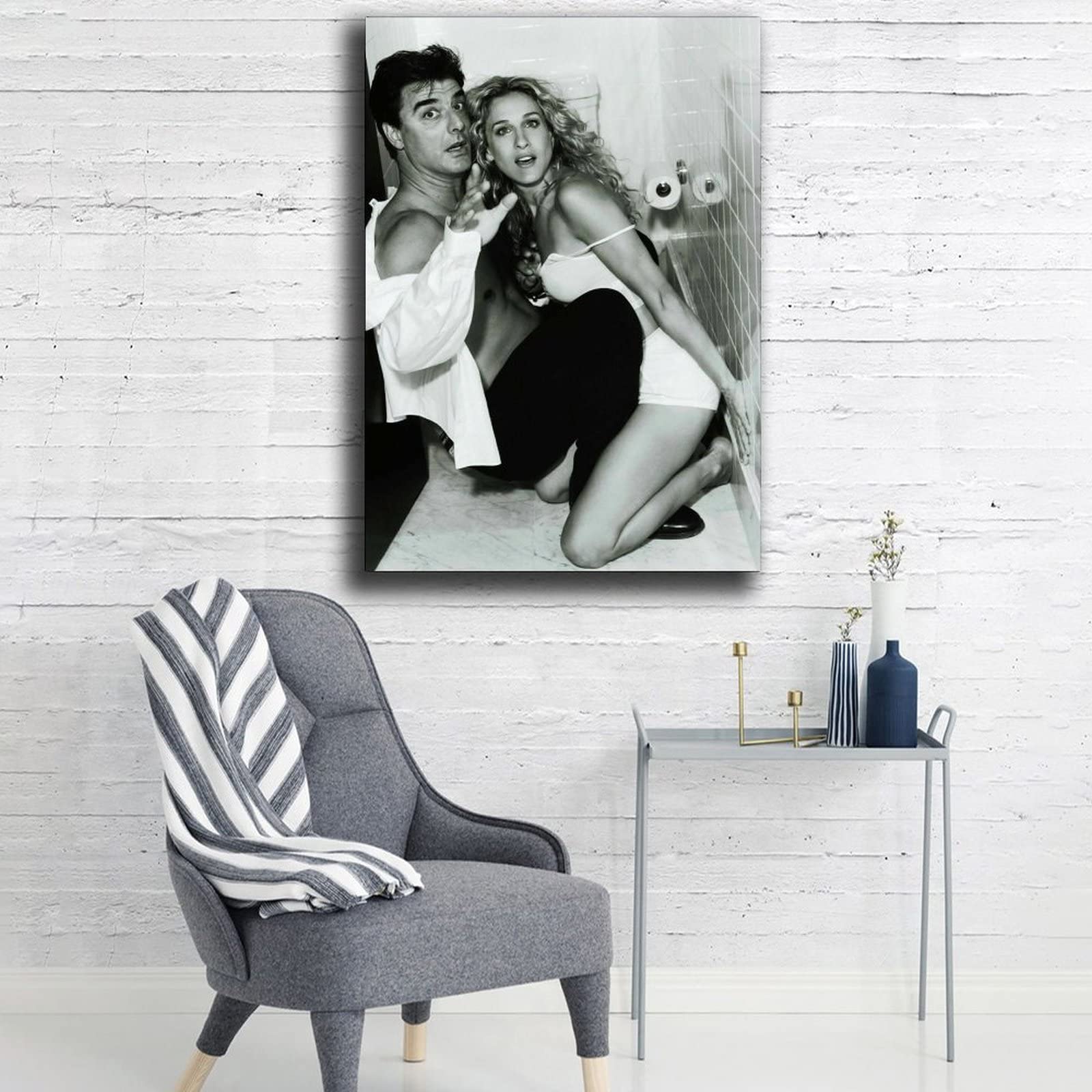 Sex and The City Mr. Big Carrie Bradshaw Canvas Art Print - Modern Toilet Wall Decor Poster 8x12 inches (20x30cm) - Perfect for Living Room, Bedroom & Bathroom Decor
