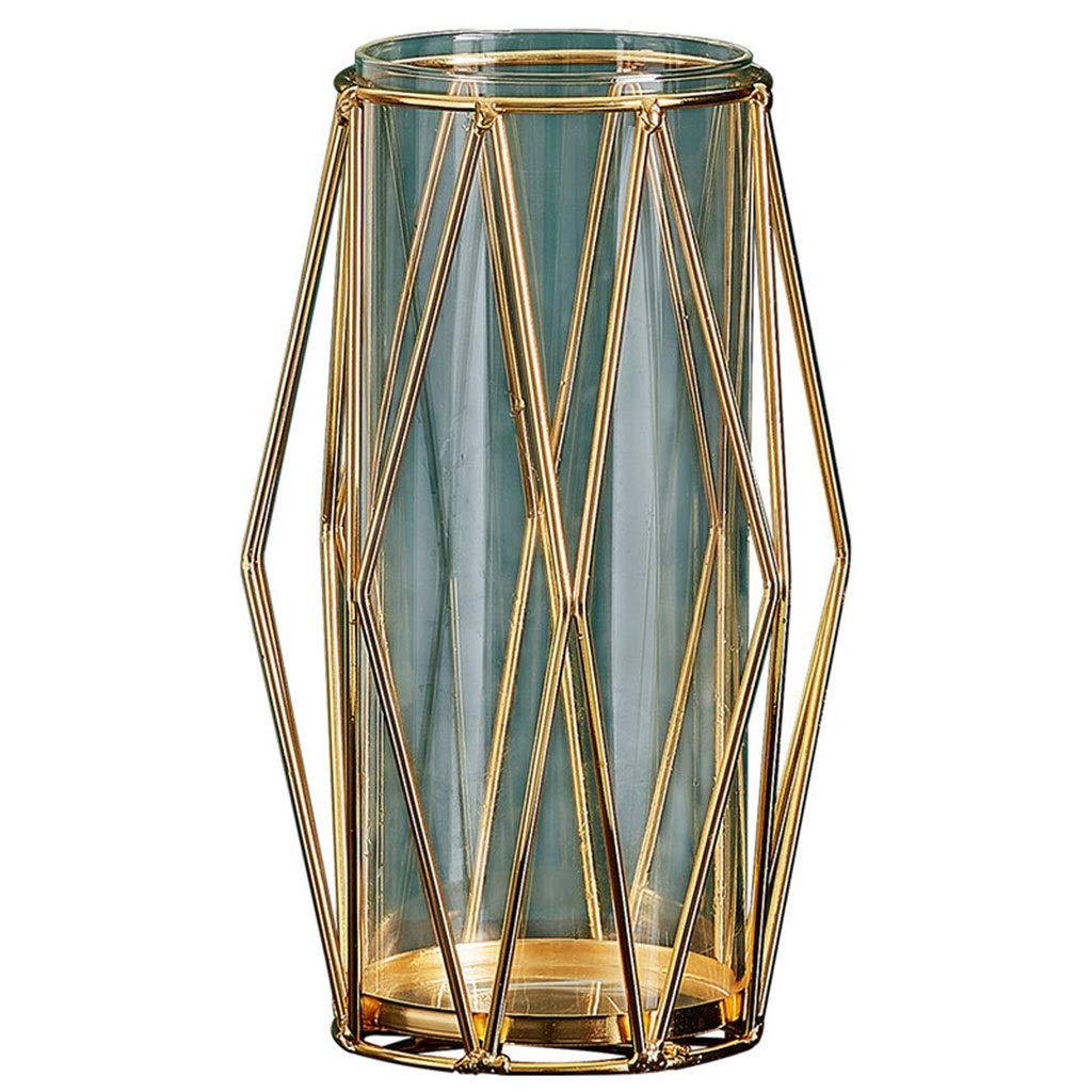Elegant Transparent Glass Vases for Floral Arrangements - Home Decor Centerpiece for Living Room, Dining Table, Wedding, Party (Gold, 12x22cm) | Perfect for Dried Flowers, Fresh Bouquets & Modern Interior Design