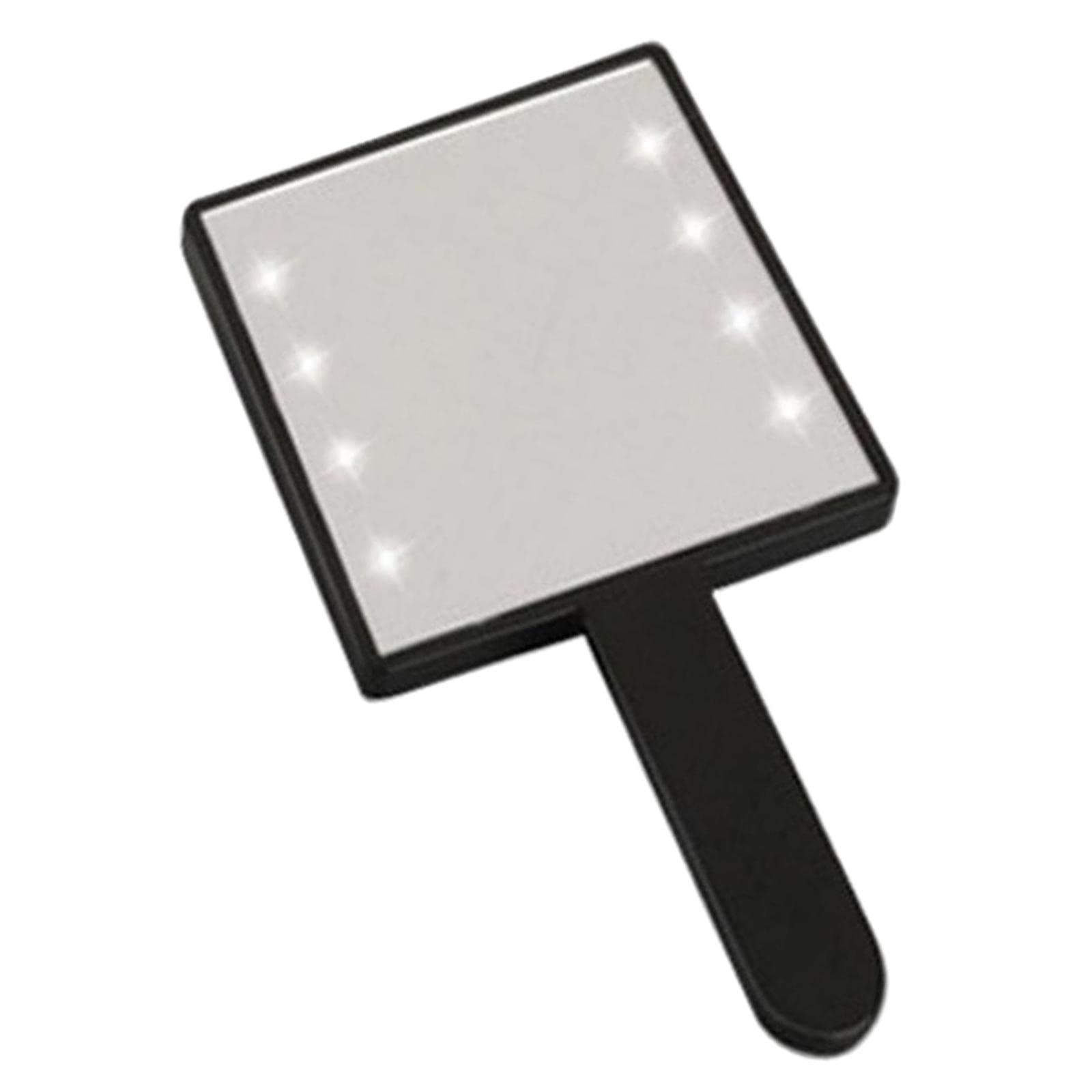 Shamjina Makeup Mirror with Light - Compact Handheld Mirror for Women & Girls, Portable Travel Cosmetic Mirror with Handle - Perfect for Travel, Salon, Home & On-the-Go Touchups (Black)