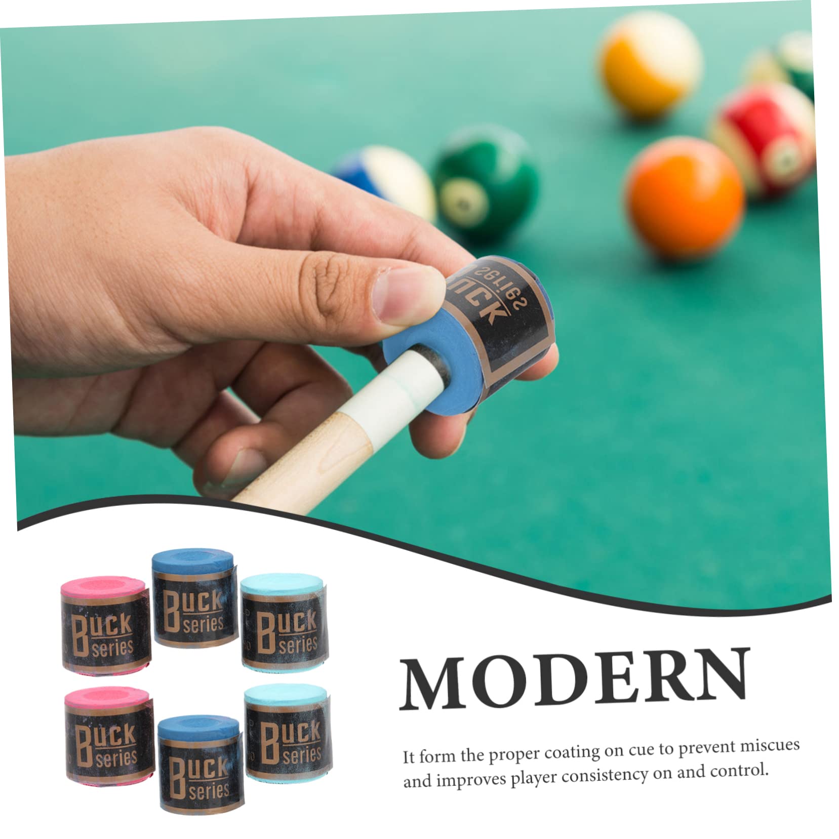 Outanaya 6-Piece Pool Cue Chalk Set - Premium Snooker & Billiard Chalk Powder for Pool Sticks - Perfect for Pool Tables, Bars, and Game Rooms