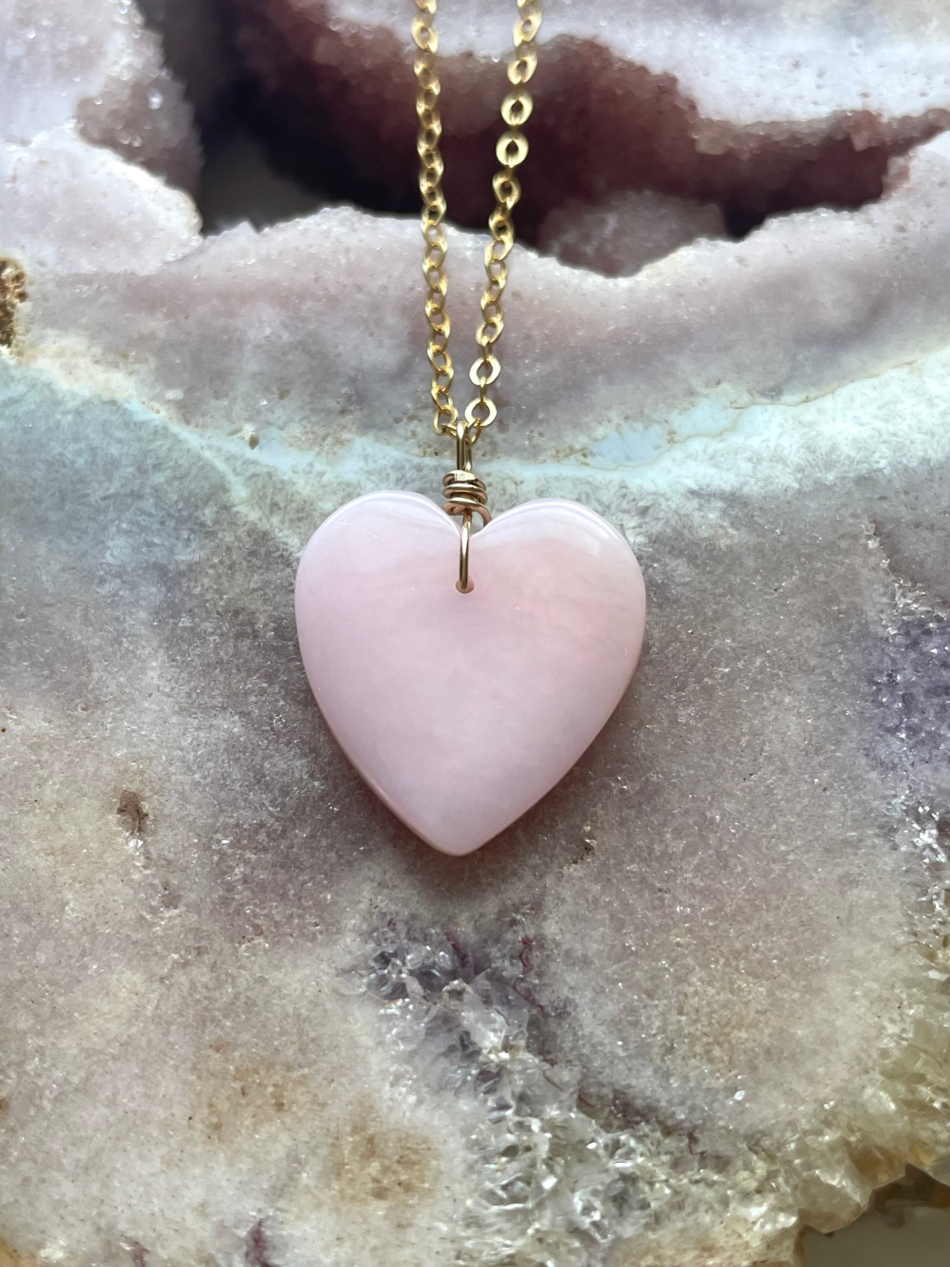 Pink Opal Heart Pendant Necklace for Women - Dainty Rose Gold Jewelry Gift for Valentine's Day, Anniversary & Birthday - Perfect for Romantic Dates, Weddings & Special Occasions
