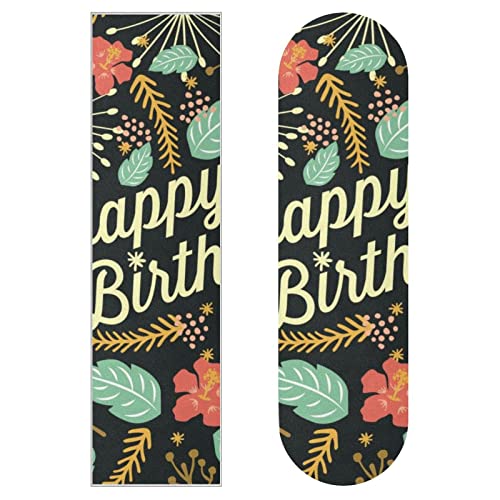 Skateboard Grip Tape - Non-Slip Sandpaper for Longboards & Cruisers (2 Sheets) | Birthday Flower Design | Perfect for Skateboard Decoration & Enhanced Grip