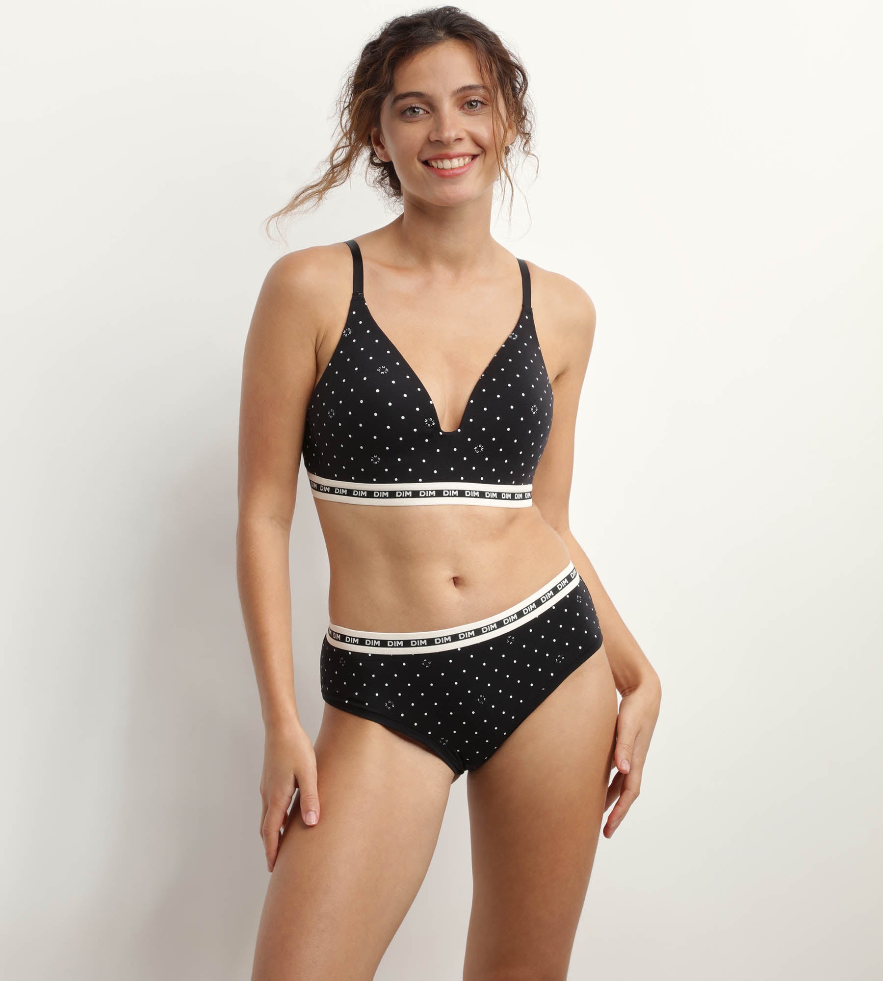 Dim Icons Black Polka Dot Modal Cotton Triangle Padded Bra - Comfortable Everyday Wear for Women
