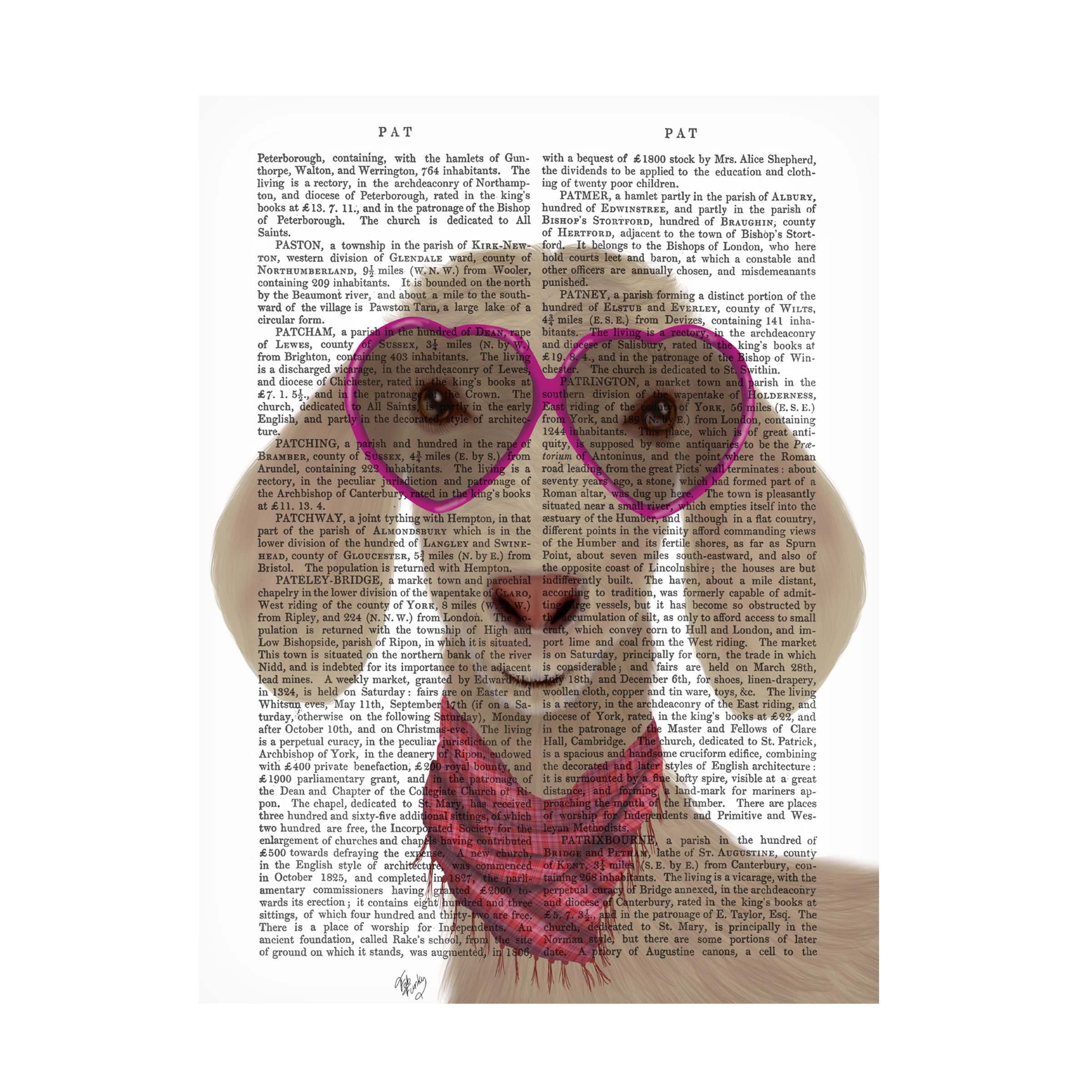 Fab Funky Goat Heart Glasses Book Print Canvas Wall Art - Modern Home Decor for Living Room, Bedroom & Office