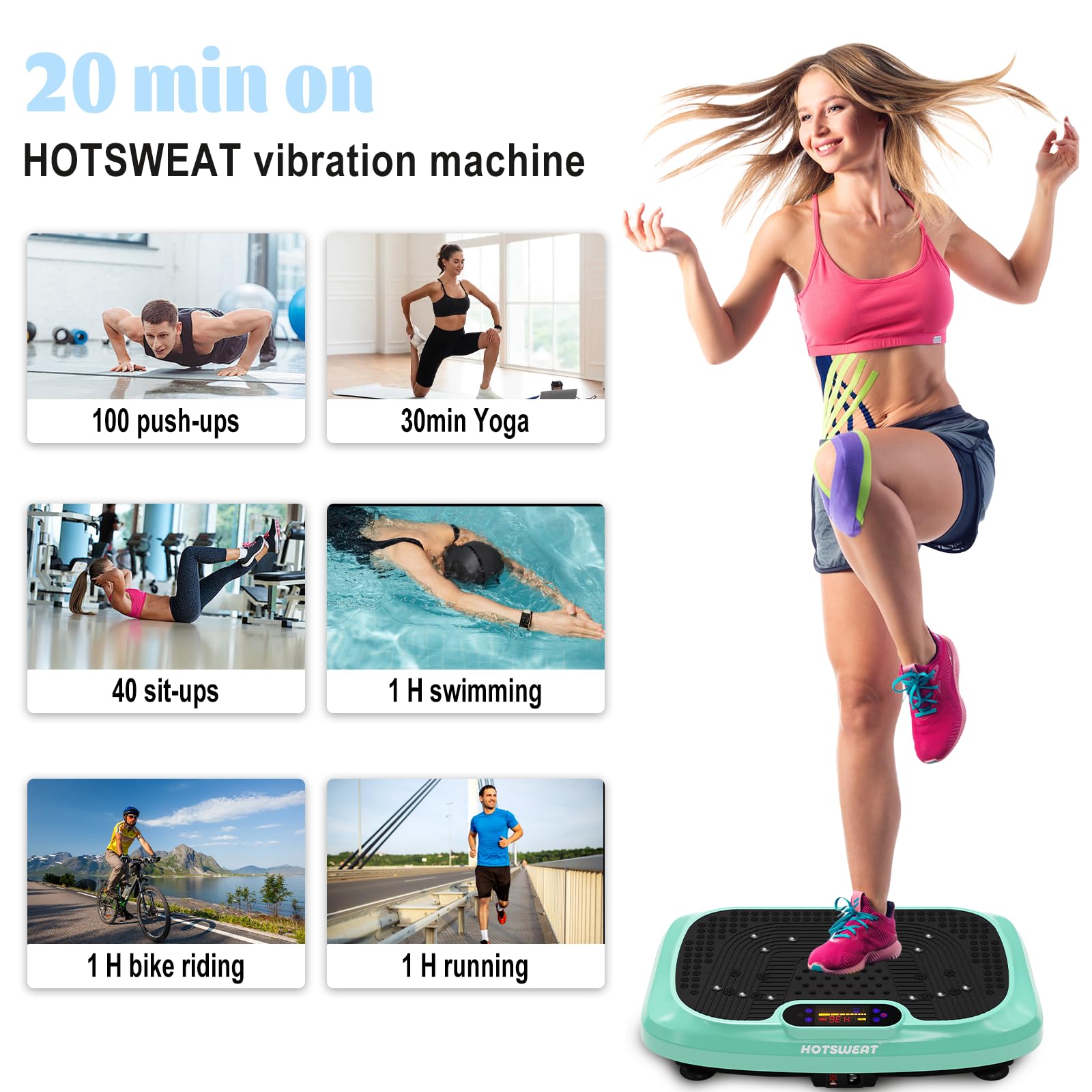 Vibration Plate Exercise Machine for Lymphatic Drainage & Weight Loss - Power Plate Vibrating Platform with 120 Speed Levels - Home Gym Workout Equipment for Cellulite Reduction, Muscle Recovery & Fitness Training
