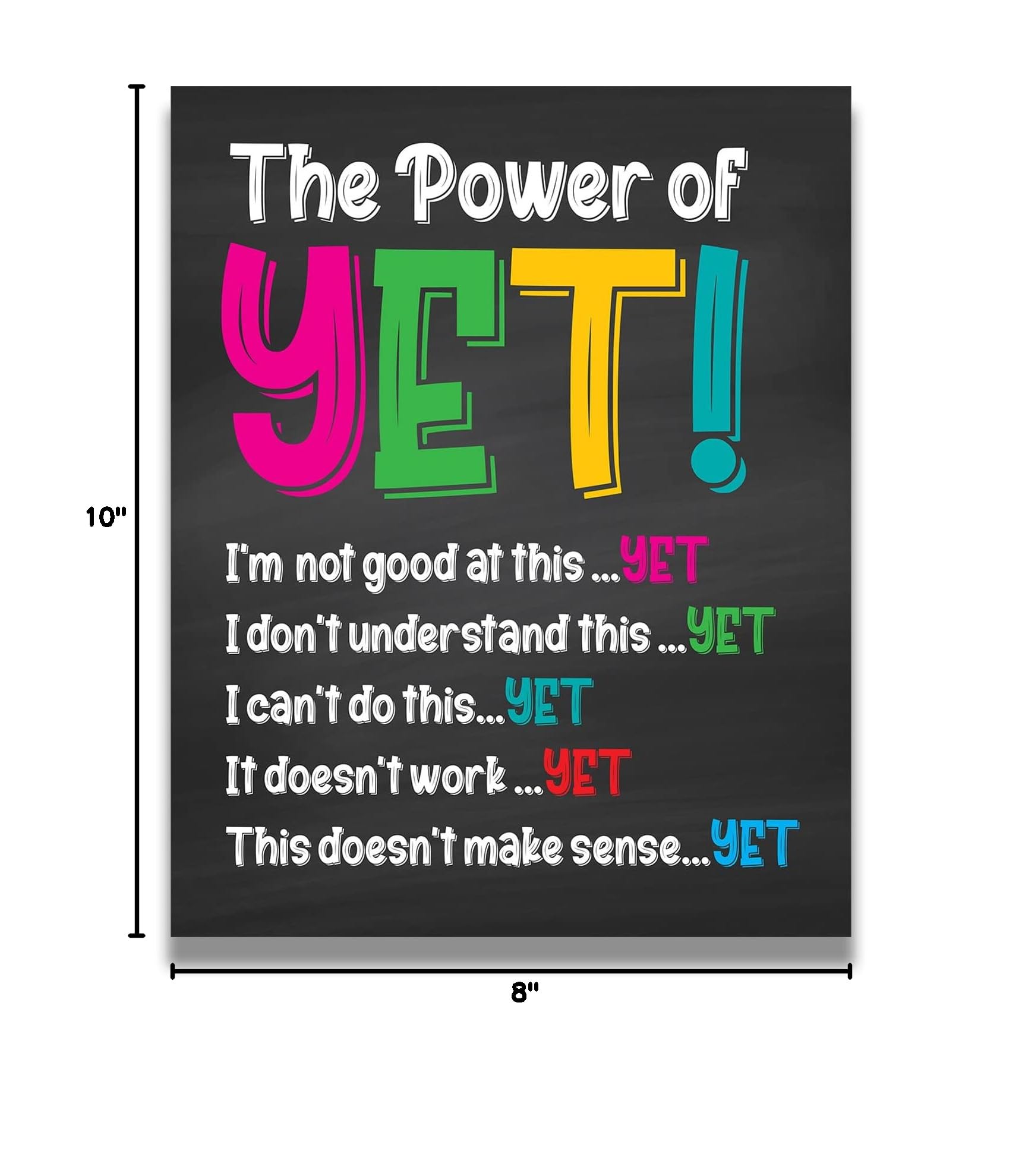 Govivo School Psychologist Office Decor - The Power of Yet Mental Health Wall Art for Kids - 8x10 Unframed Motivational Print - Classroom & Counseling Room Decor - Teacher Supplies & Bedroom Aesthetic Wall Art - Perfect for Schools, Therapy Offices & Kids' Rooms
