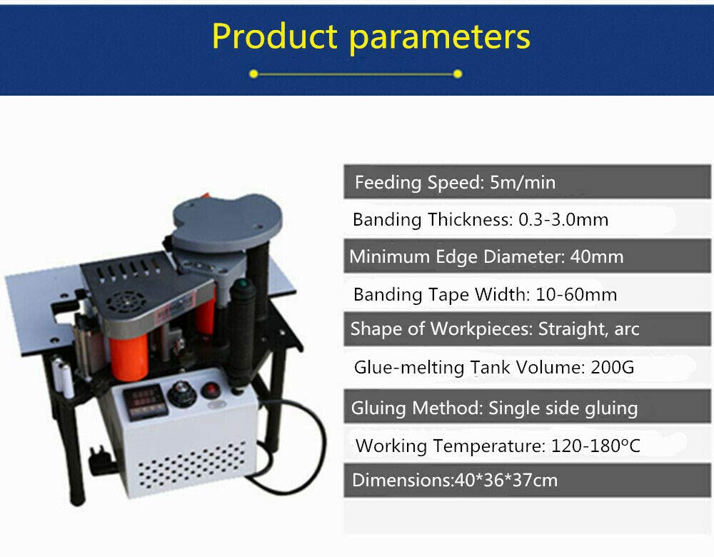 Professional Portable Woodworking Edge Banding Machine | Dual Glue System | 0.3-3mm Carbon Steel Blades for Straight & Curved Edges | Perfect for DIY Furniture, Cabinets & Home Renovation Projects