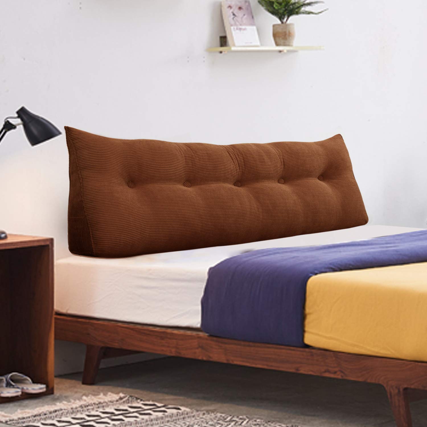 WOWMAX Large Triangular Sofa Cushion - Back Support Pillow with Removable Cover (70x8x20in) for Reading & Relaxing