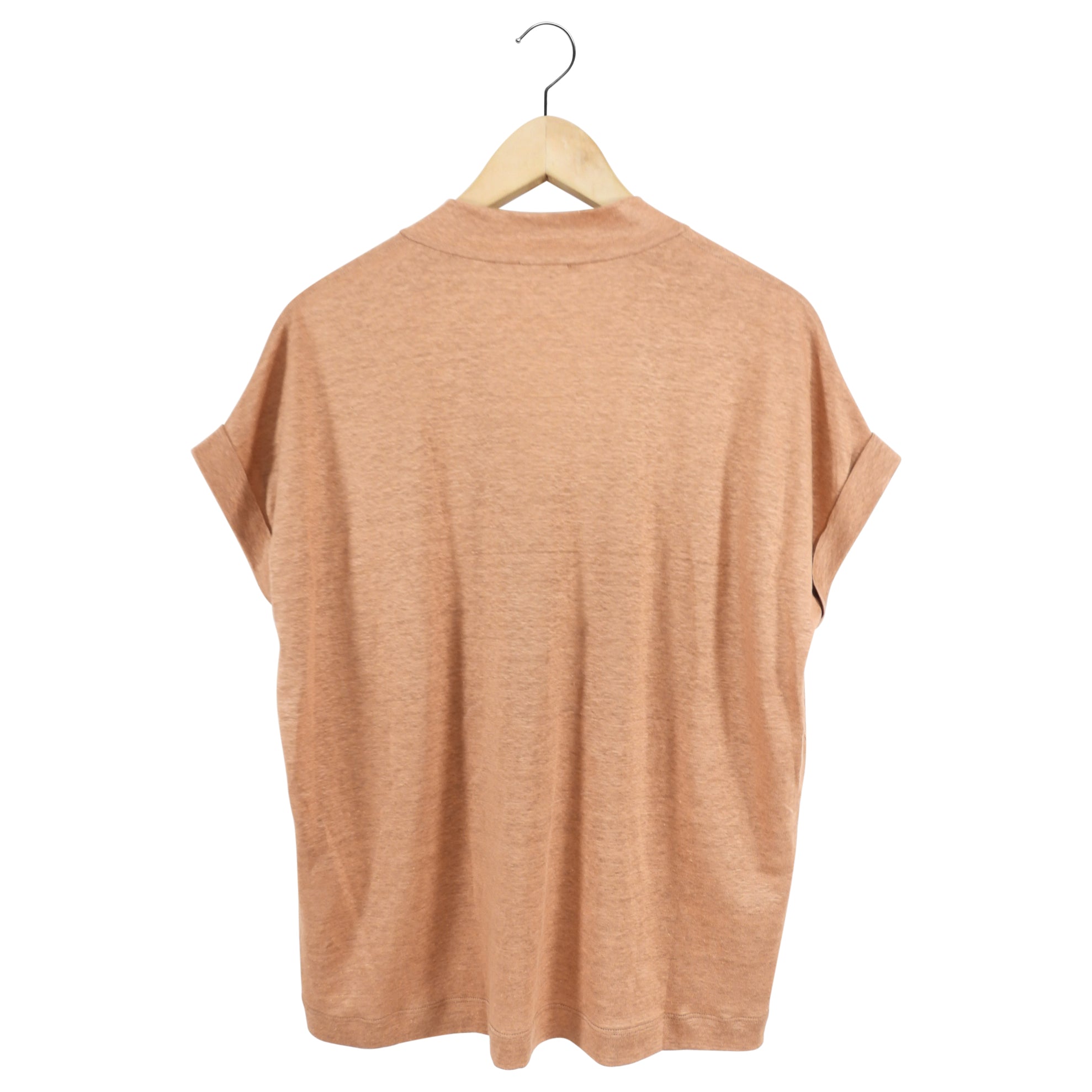 Brunello Cucinelli Rust Orange Linen T-Shirt for Men - Soft Breathable Short Sleeve Tee - Perfect for Summer Casual Wear & Beach Outings