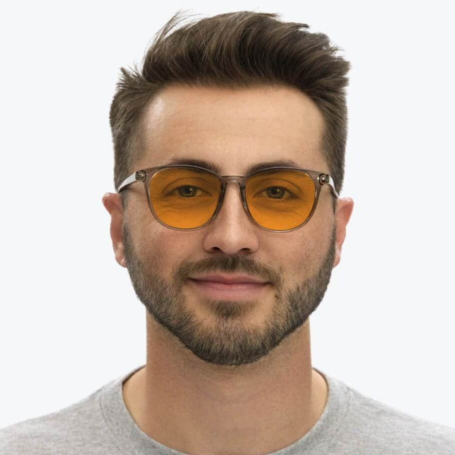 Blue Light Blocking Glasses for Sleep & Eye Strain Relief - SunDown Billie Blue Pearl Grey - Perfect for Nighttime Use, Gaming & Computer Work