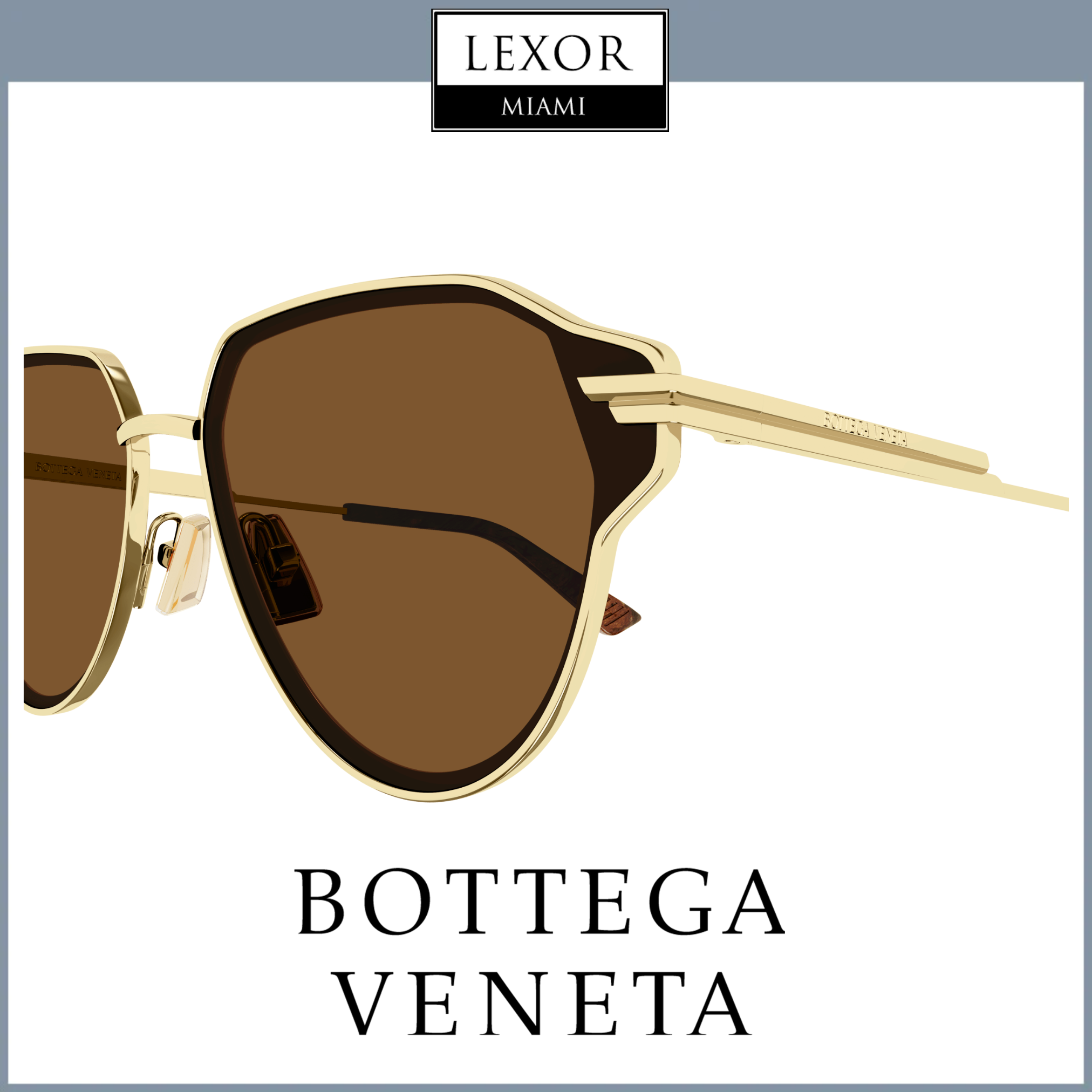 Bottega Veneta BV1271S 002 63 Unisex Metal Sunglasses - UV Protection, Polarized Lenses for Men & Women | Perfect for Driving, Beach, and Outdoor Activities
