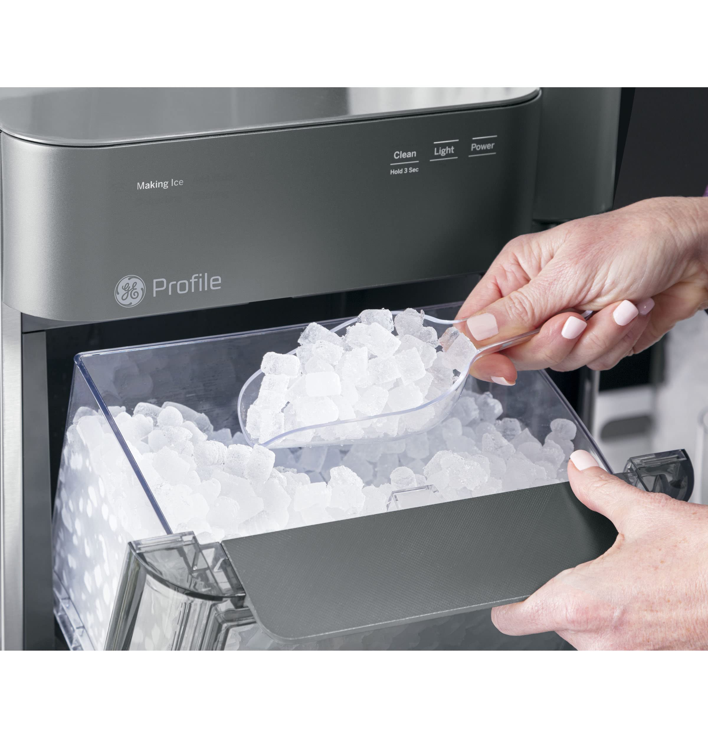 GE Profile Opal 2.0 Countertop Nugget Ice Maker with Side Tank & WiFi - Smart Home Kitchen Appliance - Stainless Steel (Renewed) - Perfect for Cocktails, Sodas & Home Entertaining