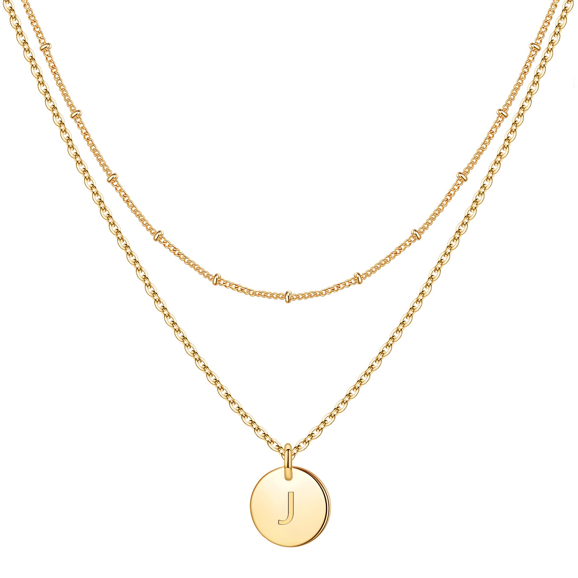 Personalized Initial Necklaces for Women & Girls - Gold, Silver, Rose Gold Double-Sided Engraved Hammered Coin Pendant Jewelry | Easter Gifts for Teen Girls, Layered Necklace for Everyday Wear & Special Occasions