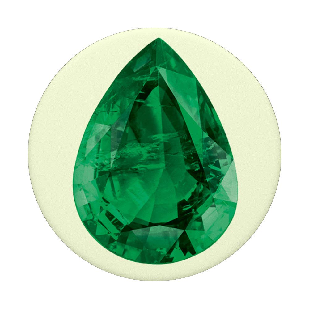 Green Diamond Jewel Print Bling Glass PopSocket PopGrip: Swappable Phone & Tablet Grip for Stylish Protection and Secure Handling