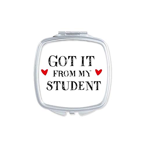 DIYthinker Portable Compact Pocket Mirror - Double Sided Glass with 'Got It from My Student Teacher' Quote | Perfect for Makeup, Travel & School Gifts