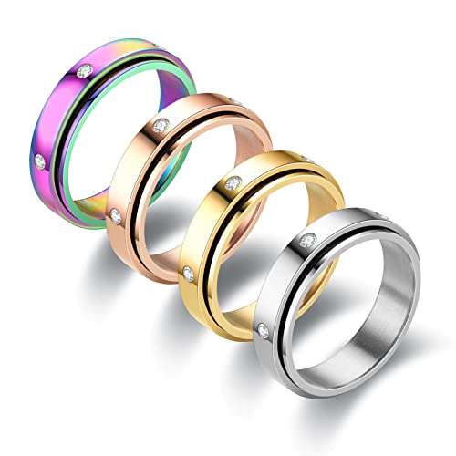 6mm spinner rings 4pcs/6 cz stones