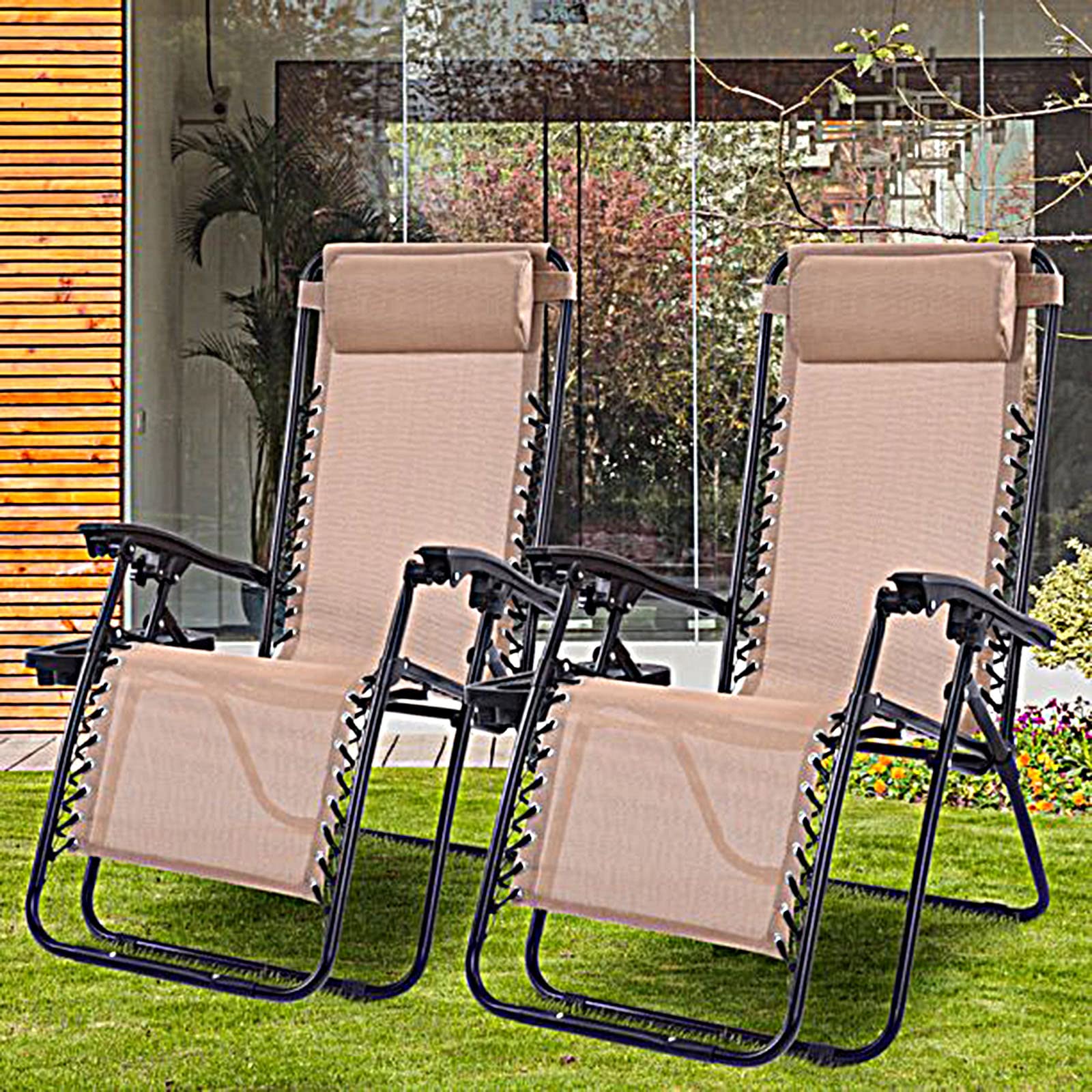 2 Pack Folding Aluminum Zero Gravity Lounge Chairs - Portable Outdoor Patio Recliners for Relaxing, Sleeping & Stress Relief - Perfect for Beach, Poolside, Backyard, Deck & Indoor Use