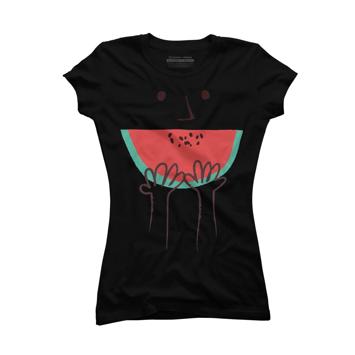 Design By Humans Junior's Summer Smile Graphic T-Shirt for Girls - Soft Cotton Tee for Casual Wear & Summer Outfits