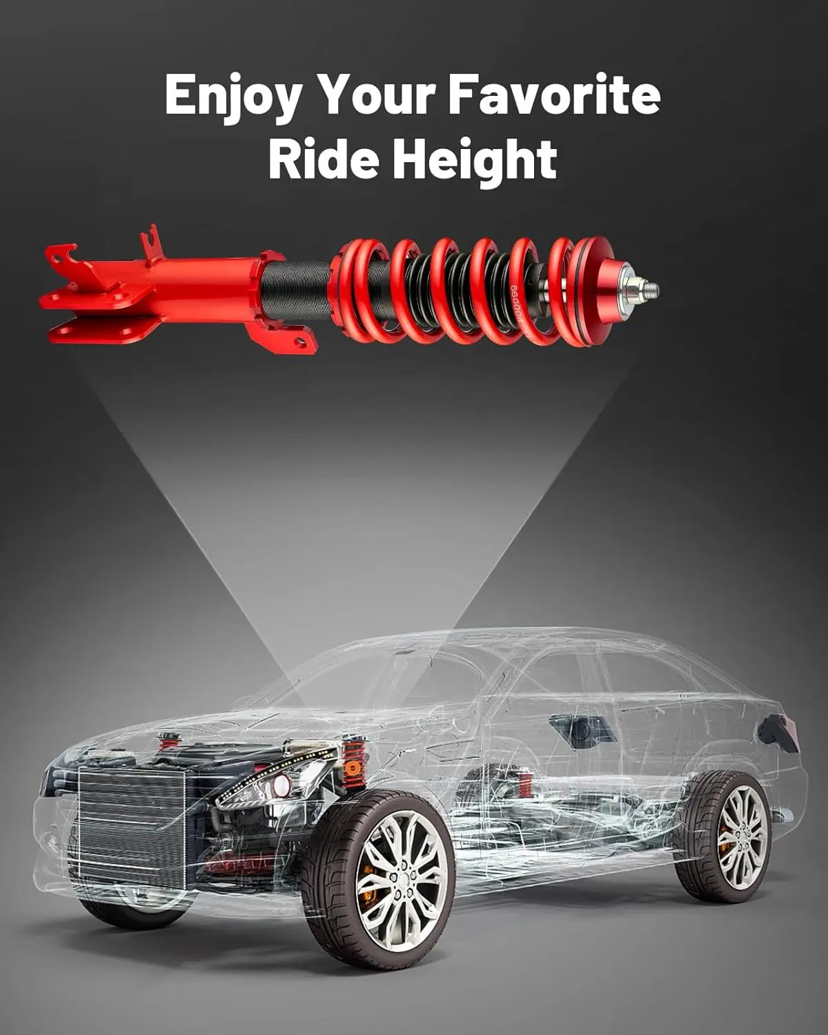 EVIL ENERGY Twin Tube Coilover Suspension Kit for Honda Fit 2009-2014 | Height Adjustable Lowering Kit | Red | Performance Upgrade for Street & Track Racing
