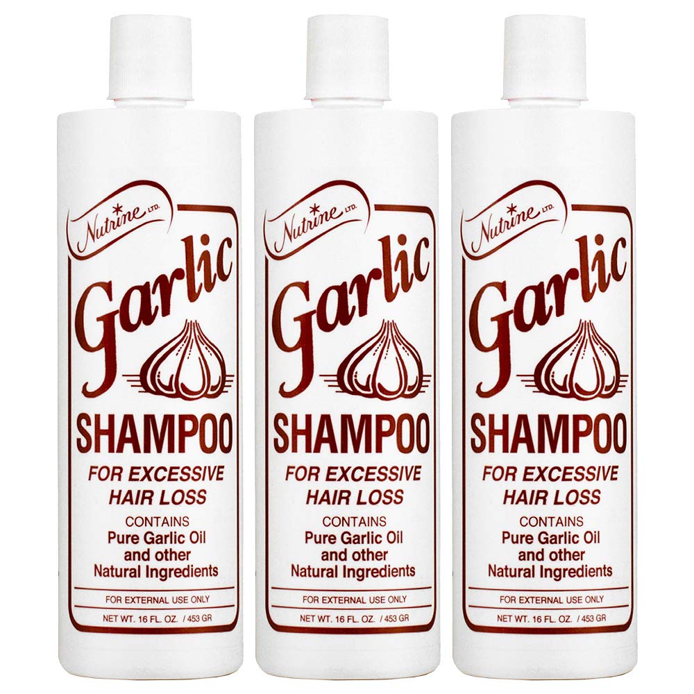 Garlic Shampoo for Hair Growth & Scalp Care - 16oz Scented Shampoo Bottle (Pack of 3) | Natural Hair Treatment for Dandruff & Thinning Hair - Use for Daily Hair Wash & Scalp Massage at Home