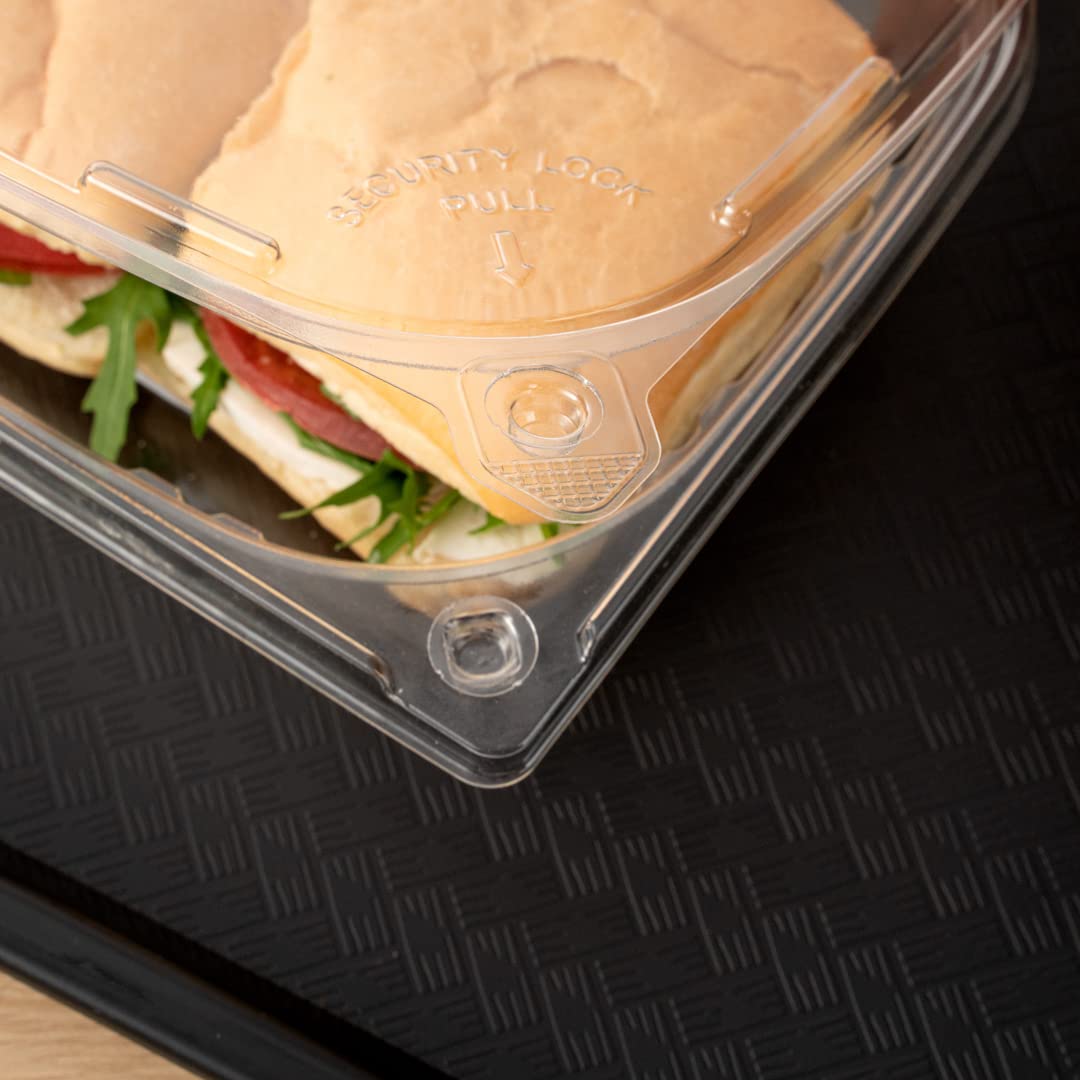 Restaurantware Tamper Tek 24oz (100 Pack) Clear Plastic Take Out Containers with Hinged Lid - Tamper-Evident, Freezable, Disposable Meal Prep Containers for Deli, Lunches, Catering & Food Storage