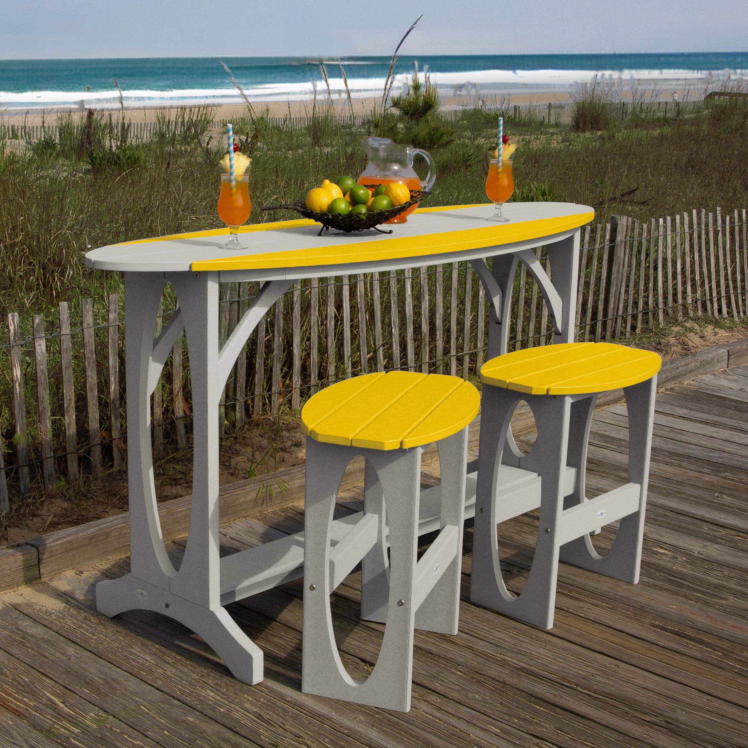 Shoreline 3-Piece Bar Height Outdoor Patio Bistro Set - Perfect for Small Balconies, Decks & Garden Dining