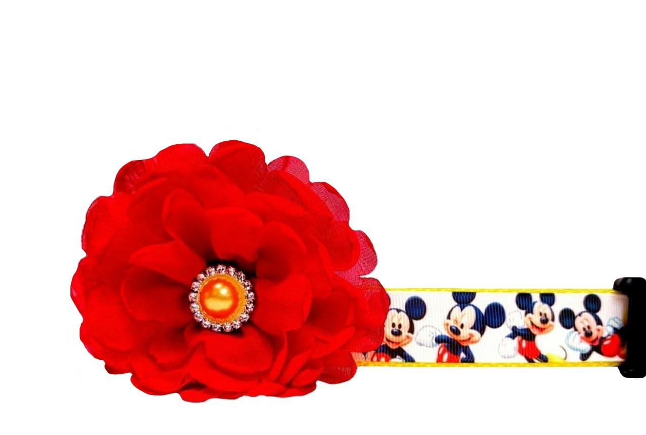 Mickey Mouse Pet Dog Collar - Adjustable Nylon Puppy Collar with D-Ring for Leash - Perfect for Small Medium Dogs, Costume Parties & Disney Themed Events