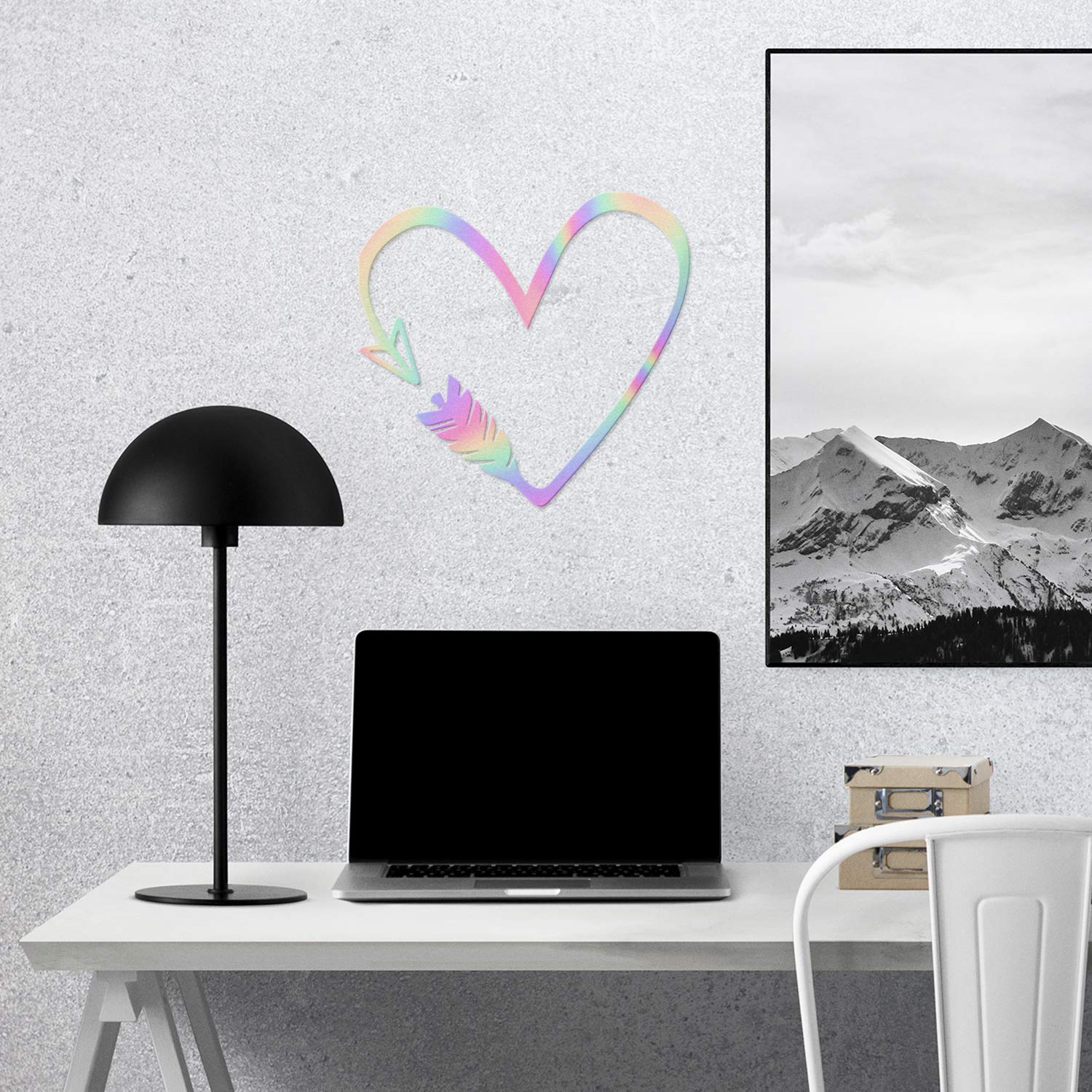 ANGLEDEST Heart Arrow Holographic Vinyl Decals (2-Pack) - Waterproof Stickers for Laptop, Phone, Helmet, Car Window, Mug & Wall Decor | Perfect for DIY Crafts, Gift Wrapping & Personalizing Accessories