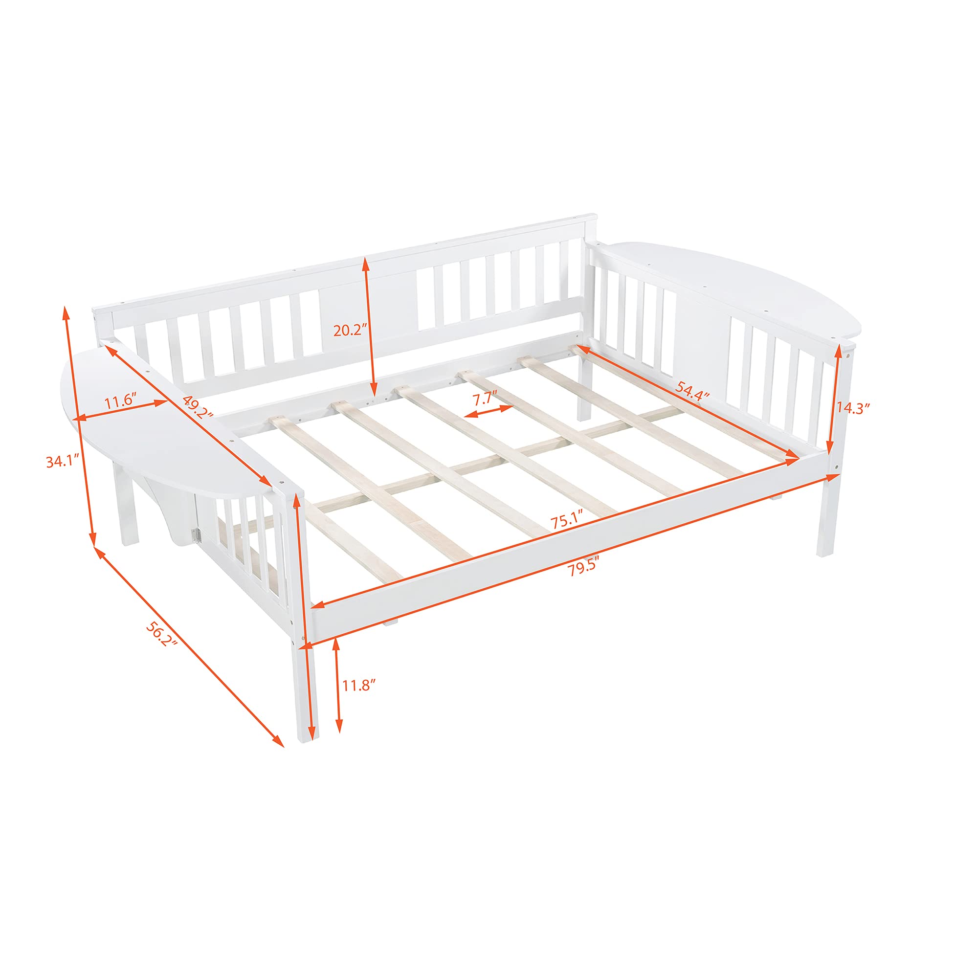 Solid Wood Daybed Frame - White Sofa Bed for Bedroom & Living Room - No Box Spring Needed - Perfect for Small Spaces & Guest Rooms