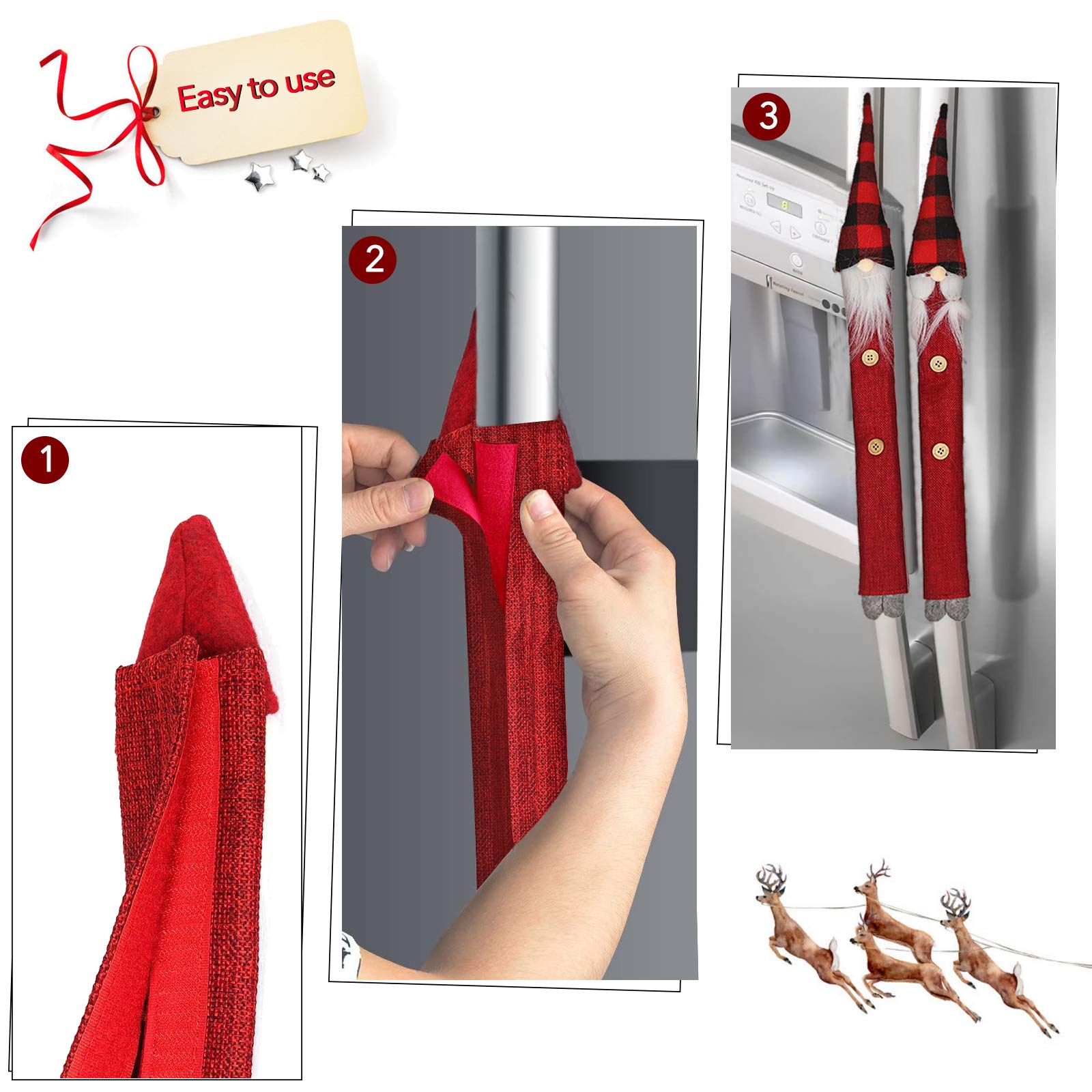 Festive Christmas Refrigerator Decorations Set - 8 Xmas Fridge Door Handle Covers & Snowman Stickers - Holiday Kitchen Decor for Microwave, Dishwasher & Fridge - Perfect for Home, Party & Gift Giving