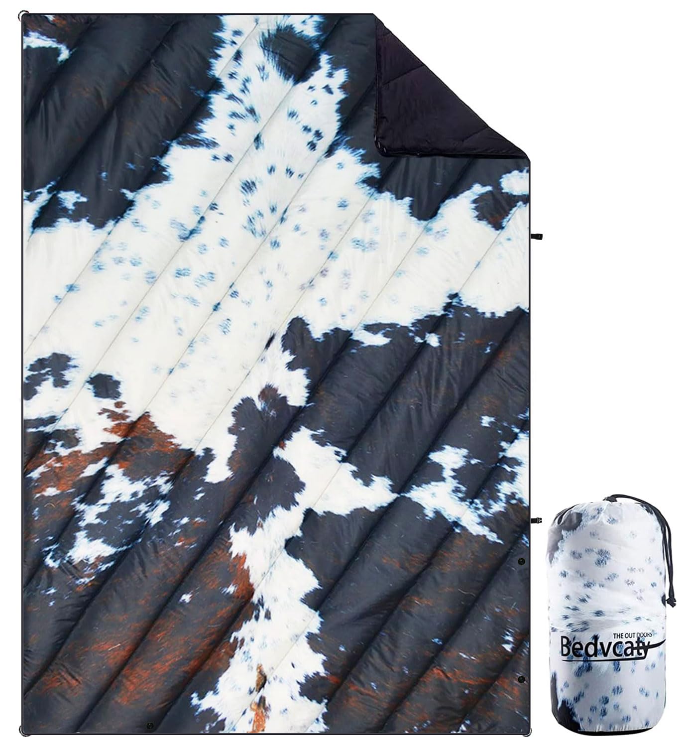 Premium Waterproof Camping Blanket - Ultra Warm & Cozy Travel Blanket for Outdoor Adventures, Picnics, Hiking & Mountain Trips (Cow Print, 78