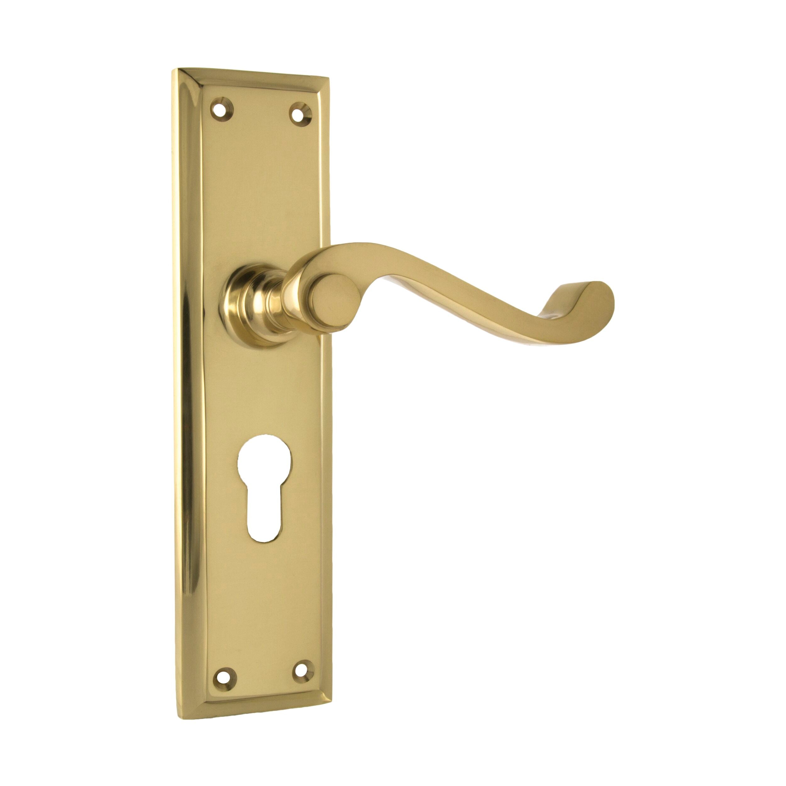 Milton Euro 1004E Polished Brass Door Lever Set - H200xW50xP68mm - Perfect for Interior Doors, Bedrooms, and Office Spaces