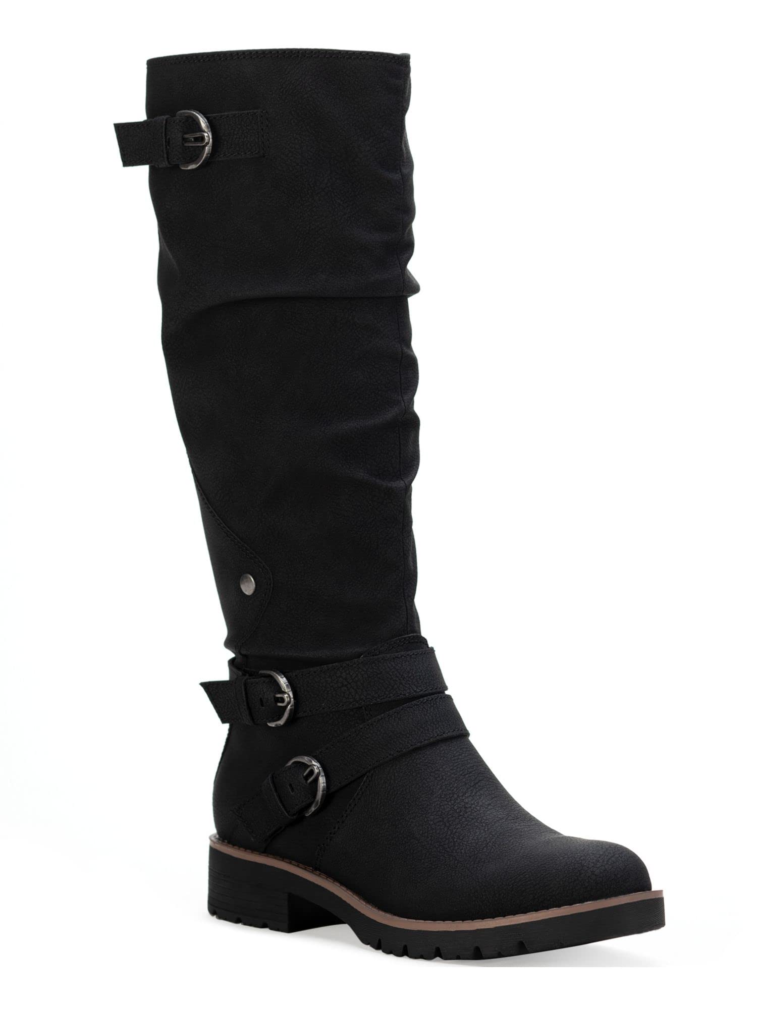 Women's Brinley Faux Leather Knee-High Boots - Black Size 9.5 Medium (B,M) - Stylish Winter Fashion for Casual Outfits & Office Wear