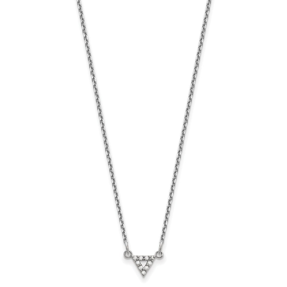 14K White Gold 6mm Triangle Diamond Necklace for Women - Elegant A Quality Jewelry for Parties, Weddings & Special Occasions