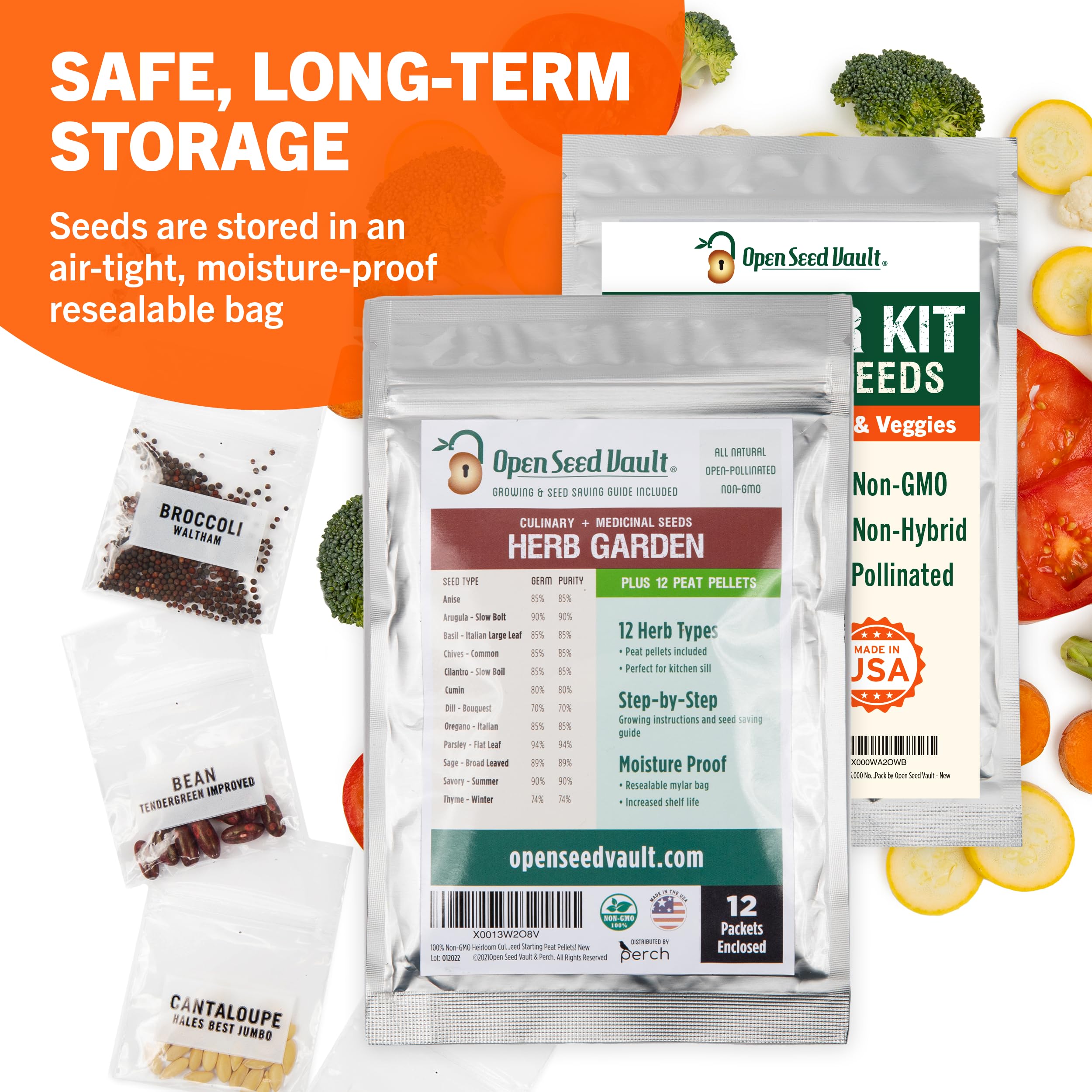 44 Variety Open Seed Vault Herb Garden Kit - Premium Non-GMO Survival Seeds for High Yield Produce | Gardening Starter Kit, Emergency Food Supply, Perfect Gift for Gardeners & Preppers | Indoor/Outdoor Planting, Home Gardening, Sustainable Living