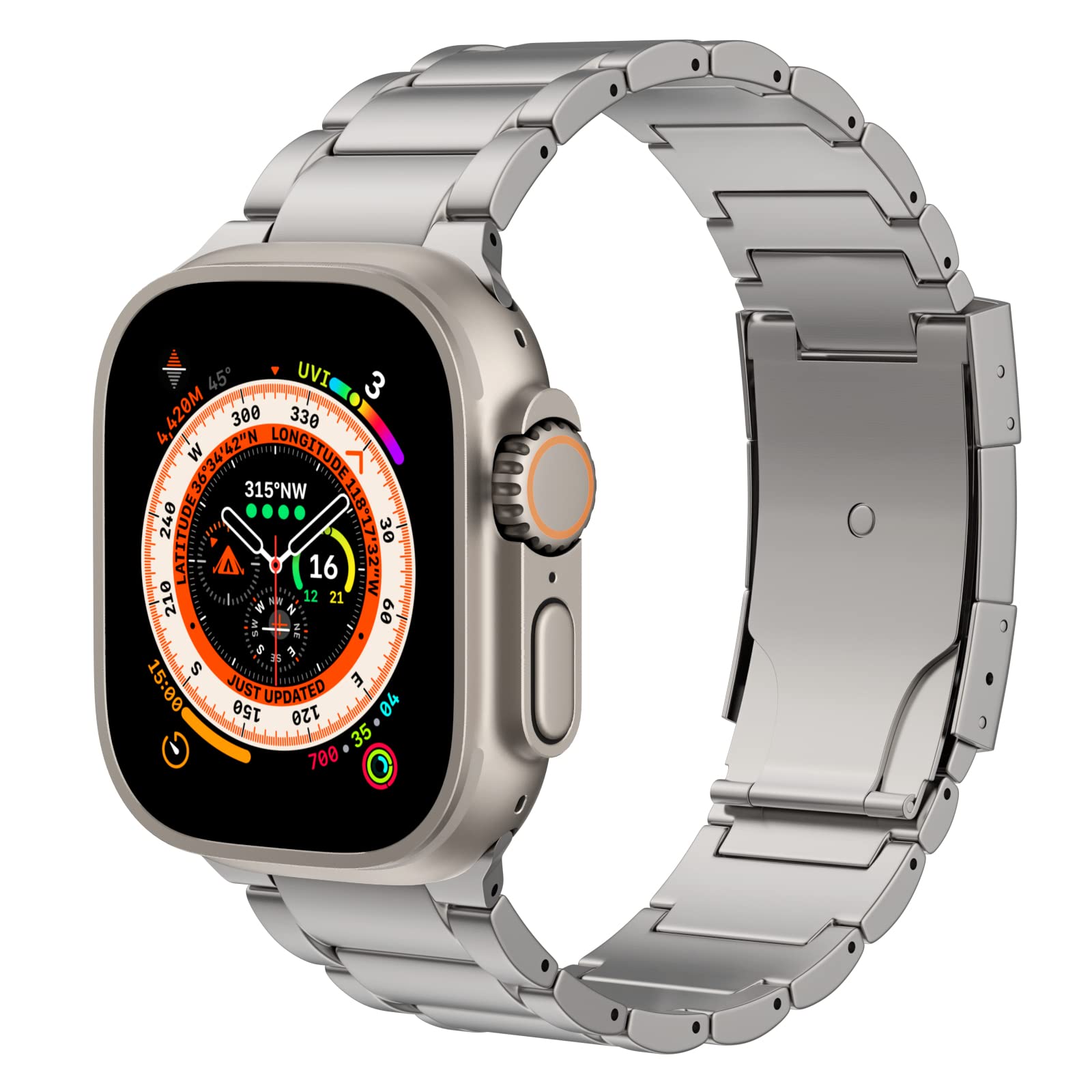 Premium Titanium Apple Watch Band Compatible with Series 10/9/8/7/6/5/4/3/2/1, SE, Ultra 2 - 49mm 46mm 45mm 44mm 42mm - Durable Metal Replacement Strap with Secure Folding Clasp (Silver) | Perfect for Workouts, Business Meetings & Everyday Wear