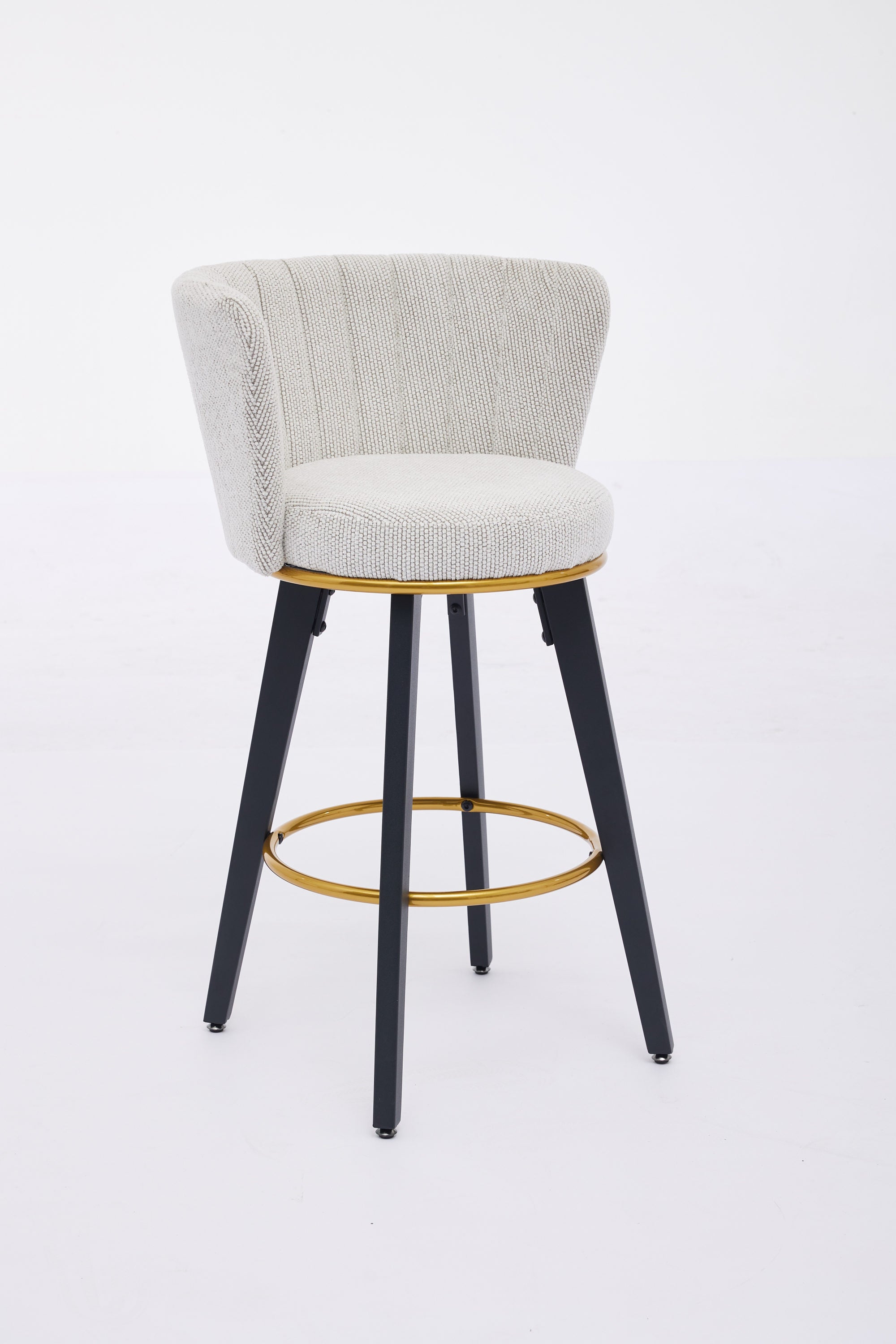 2-Pack Counter Height Bar Stools with 360° Swivel, Upholstered Back & Metal Legs - 26 Inch Seat Height, Velvet Fabric & Gold Footrest - Perfect for Kitchen Islands, Breakfast Bars & Home Decor
