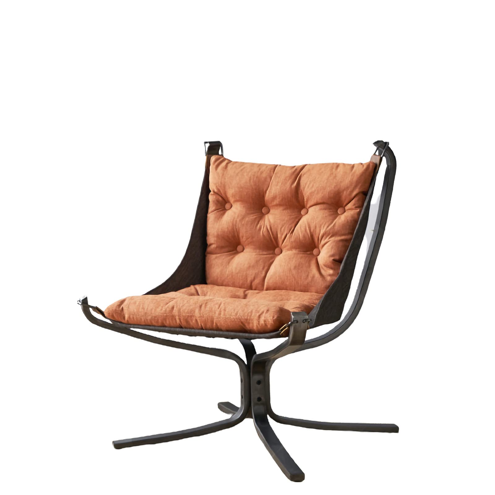 Mid Century Modern Leather Fabric Butterfly Chair - Upholstered Accent Reading Sofa for Living Room, Bedroom, Dorm & Office - Comfortable Lounge Chair in Orange | Perfect for Relaxing, Reading & Small Space Decor
