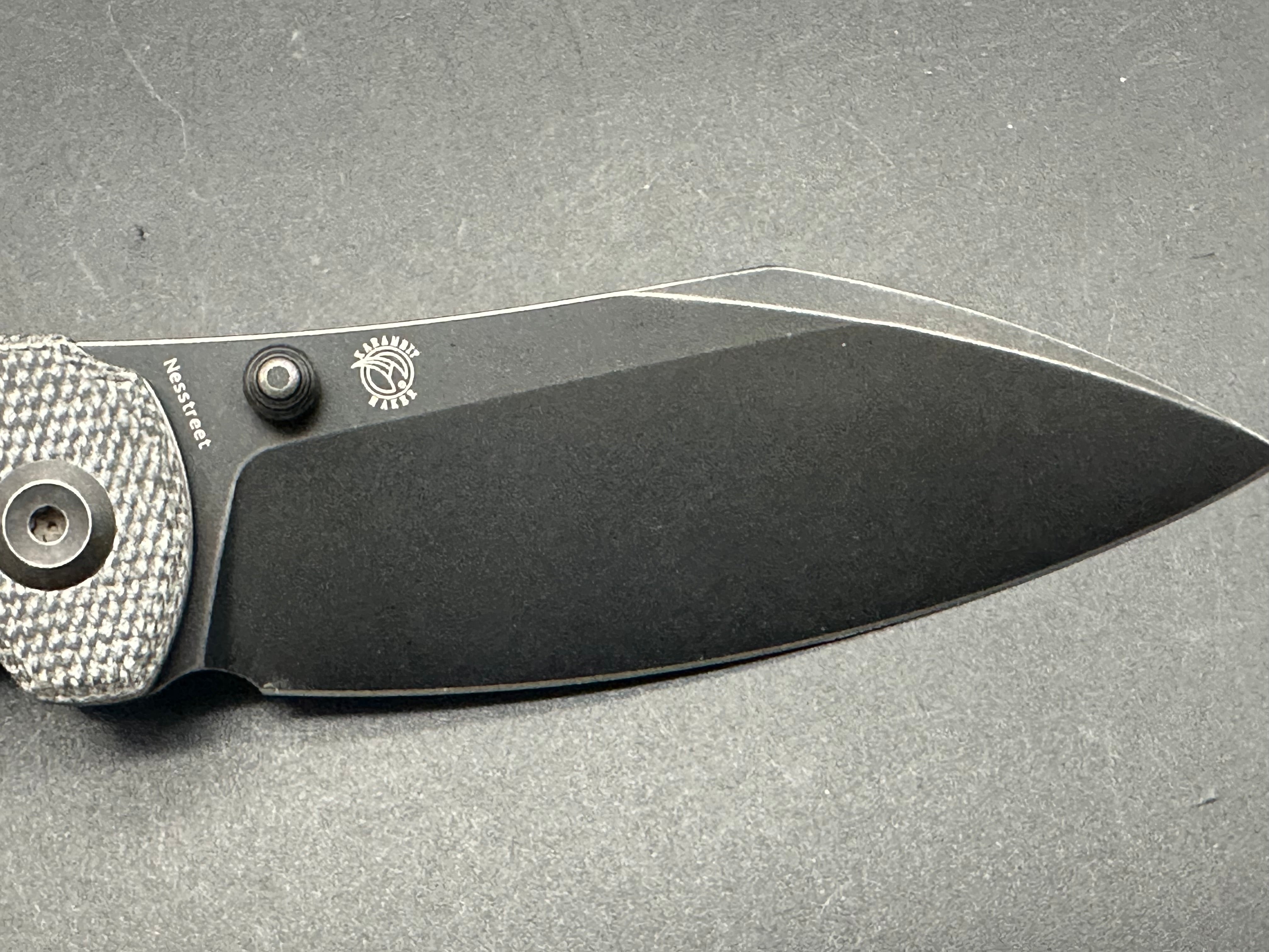 KANSEPT NESSTREET Folding Pocket Knife - Black Micarta Handle, S35VN Steel Blade, Plain Edge, Stonewash Finish (Model K1039A2) | EDC, Camping, Hiking & Outdoor Survival Tool