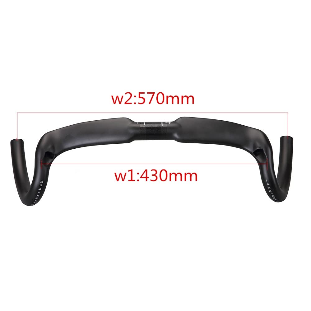 Carbon Fiber Road Bike Handlebars 370/390/410/430mm - Big Flare Cyclocross Drop Bar for Gravel & Adventure Biking - Lightweight & Durable Cycling Handlebar for Road, Race & Commuting