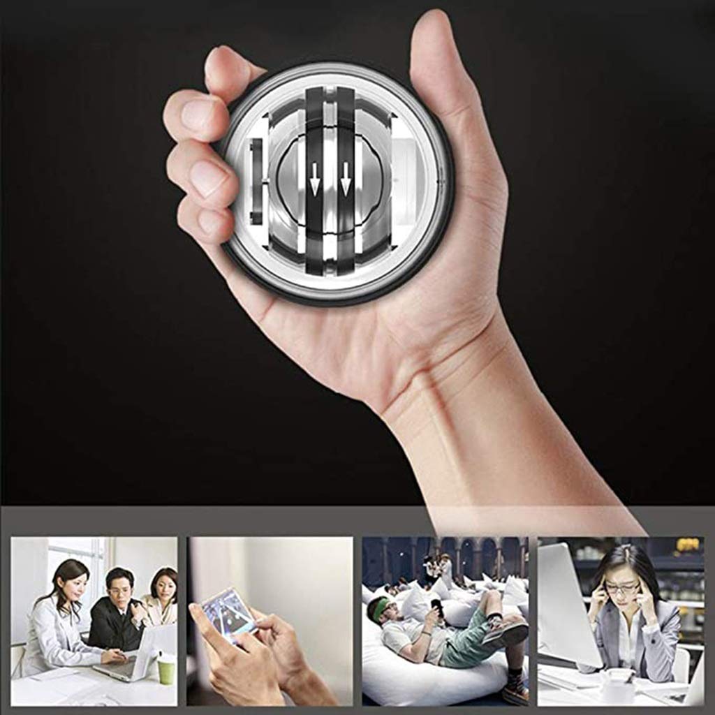 Self-Starting Gyro Ball Wrist Exerciser - Gray Stress Relief & Strength Training Toy for Office, Gym & Home Workouts - Improve Grip & Arm Muscles