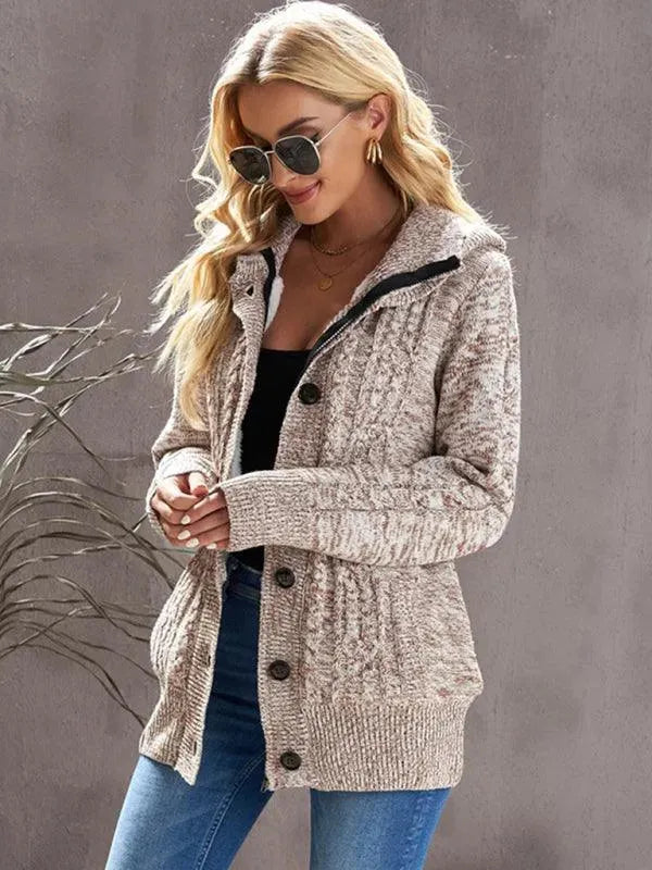Cozy Casual Hooded Cardigan Sweater for Women - Soft Fleece Long Sleeve Open Front Jacket | Perfect for Fall, Winter, Lounge Wear & Outdoor Activities