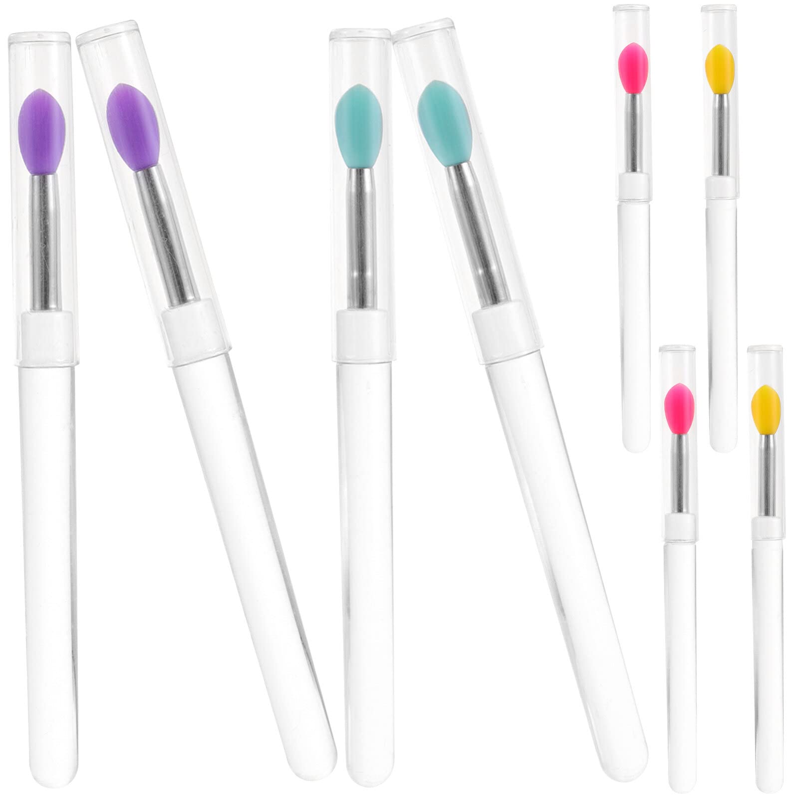 FOMIYES 8-Piece Silicone Lip Brush Set with Cap - Reusable Lipstick & Lip Gloss Applicator, Portable Cosmetic Makeup Brush for Eyeshadow & Lipstick Application - Perfect for Home, Travel & Professional Makeup Kits
