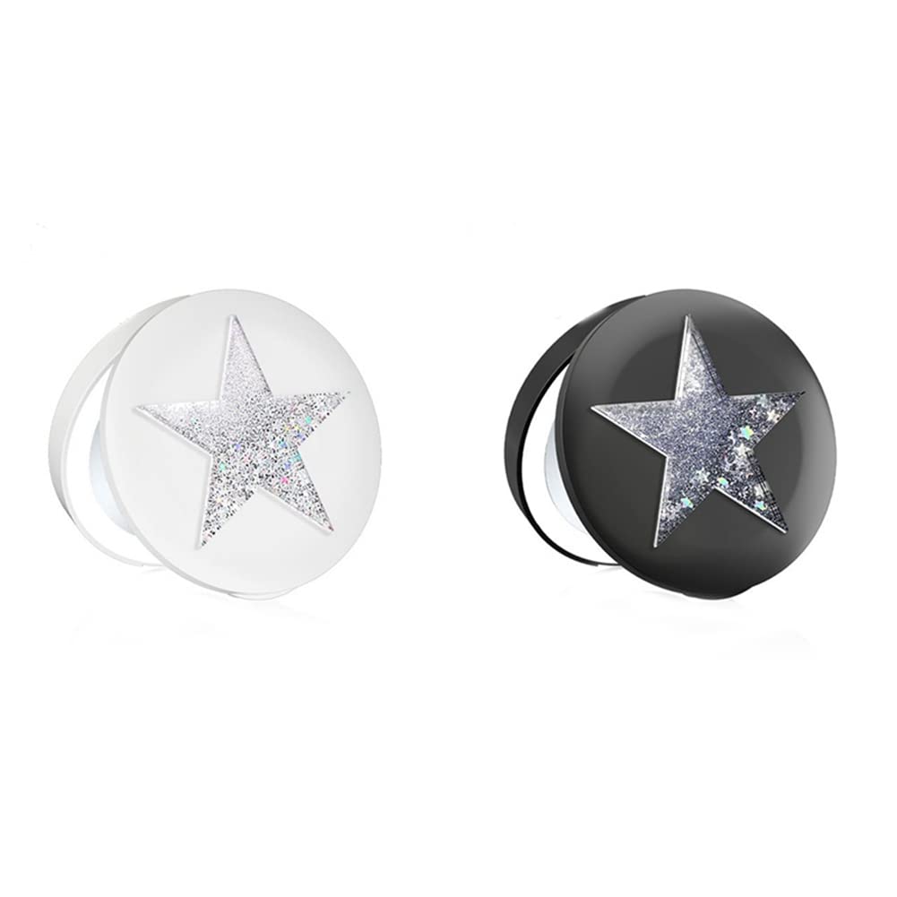 Portable Double-Sided Foldable Cosmetic Mirror with Stars - Compact Makeup Mirror for Women, Travel & Home Use, Perfect Gift (White)