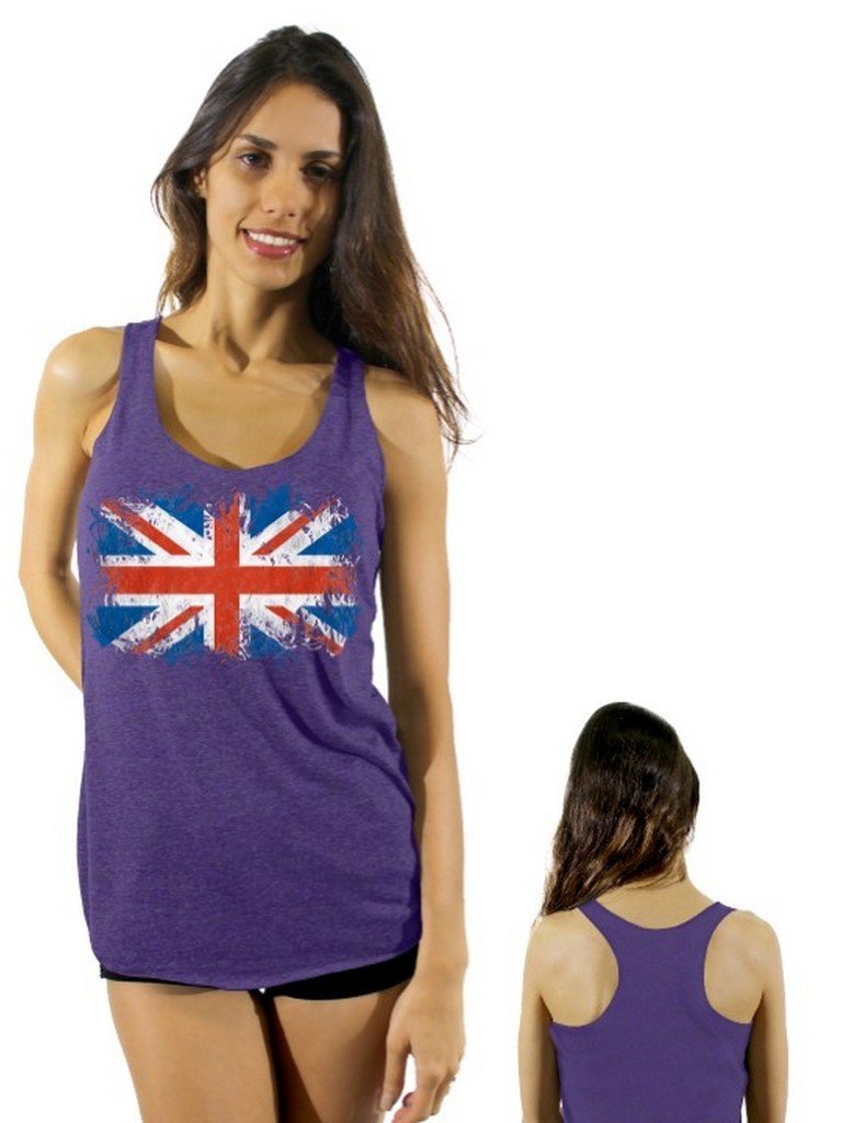 British Flag Distressed Racerback Tank Tops for Women - Vintage UK Graphic Tee with Slogan Print | Casual Summer Tops, Music Festival Outfit, Layering Essential