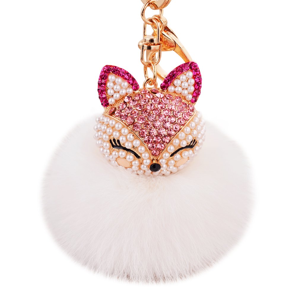 Creative Rabbit Fur Ball Keychain - Cute Animal Key Ring for Car Keys, Bags & Backpacks | Perfect Gift for Pet Lovers & Fashion Accessories