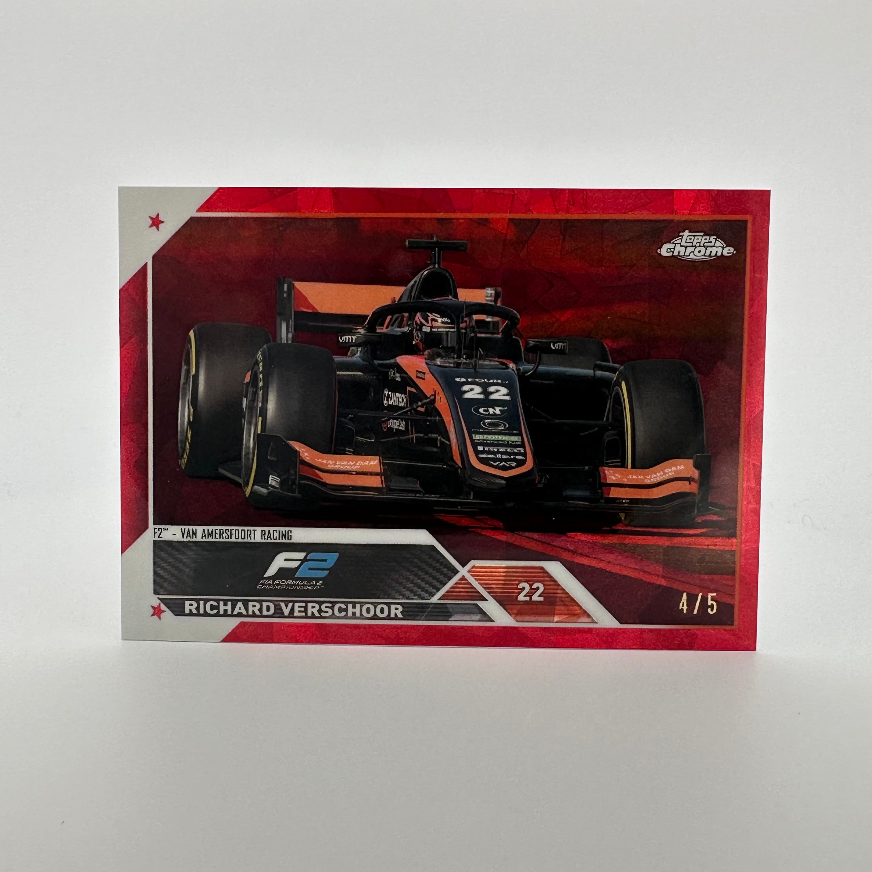 2023 Topps Chrome Sapphire Richard Verschoor #142 4/5 Red - Limited Edition Racing Card for Collectors & Fans