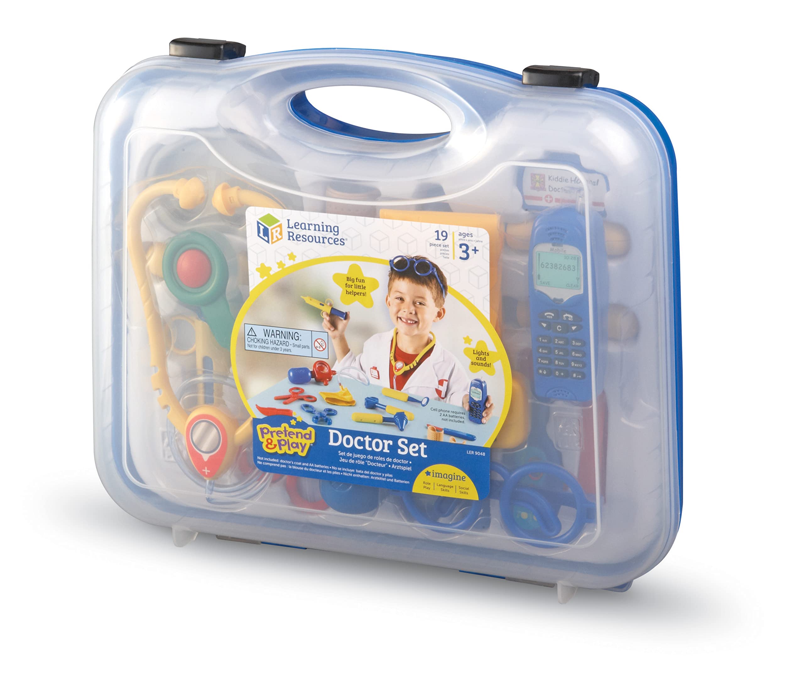 Learning Resources Pretend & Play Doctor Kit - 19 Piece Blue Toy Medical Set for Kids Ages 3+, Toddler Doctor Play Set with Stethoscope & Medical Tools - Perfect for Role Play, Social Emotional Learning & Preschool Education