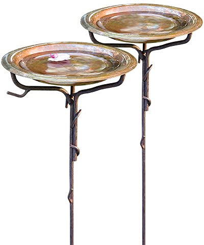 Vintage Solid Copper Bird Bath with Stake - Handcrafted Garden Decor for Outdoor Bird Watching & Patio Decoration - Perfect for Backyard, Garden, or Lawn